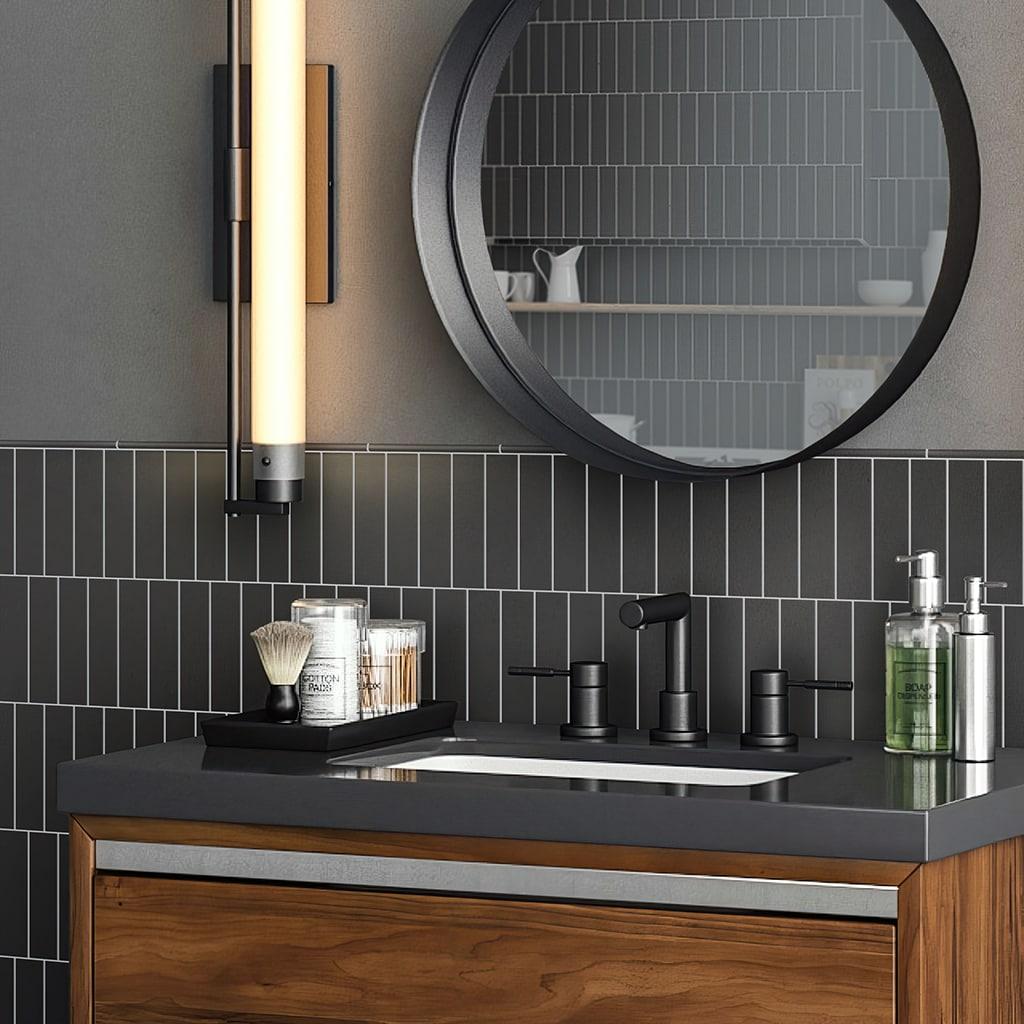 Arte 0.47 in. x 7.87 in. Matte Black Ceramic Pencil Tile Trims (0.3 sq. ft./case) (10-pack)