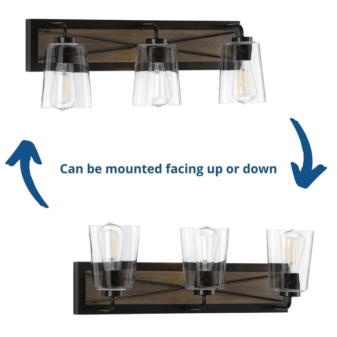 Progress Lighting Briarwood 3-Light Bath Vanity in Antique Bronze with Clear Glass Shades