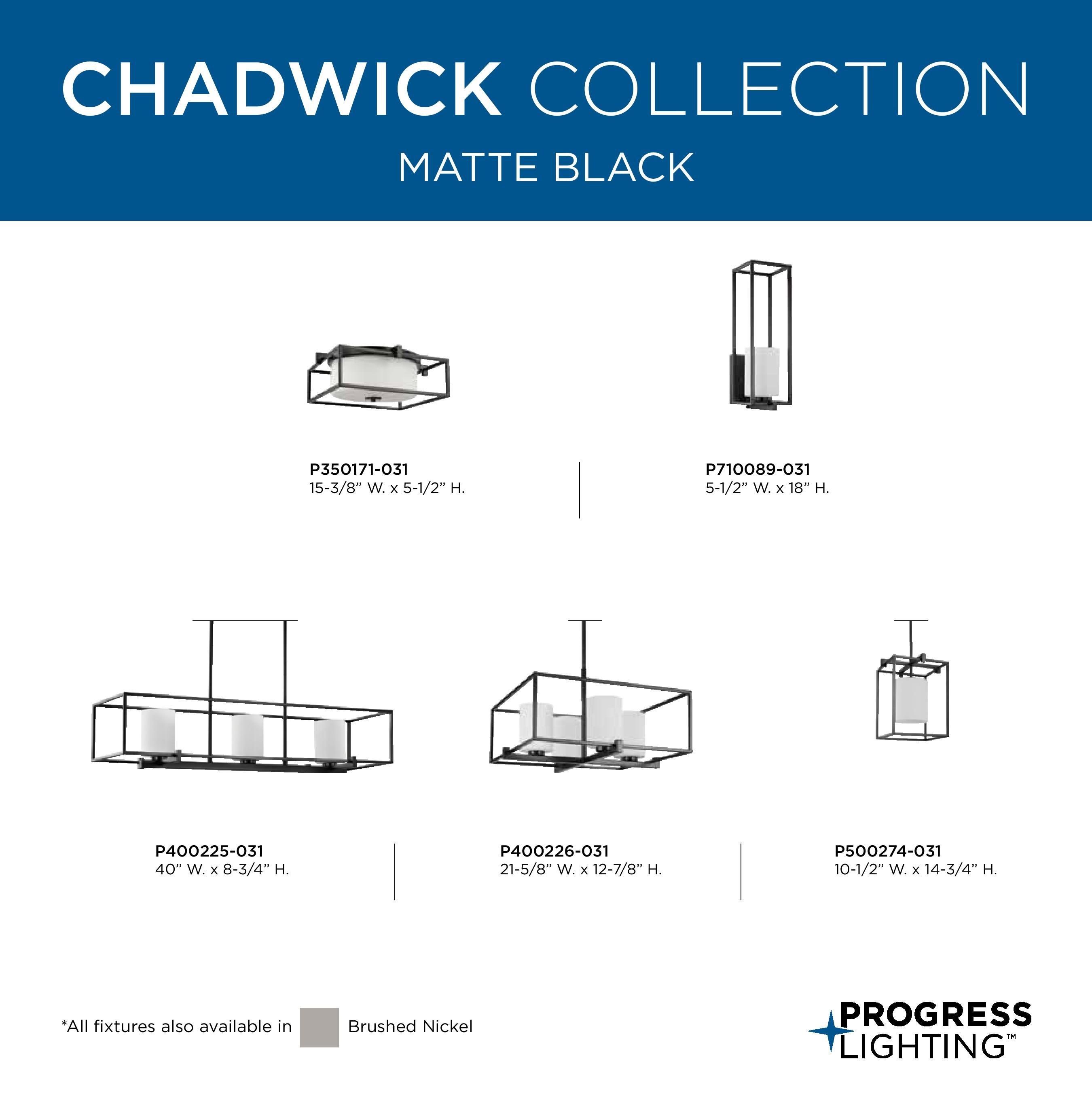 Progress Lighting Chadwick 1-Light Mini-Pendant, Brushed Nickel, Opal Glass Shade