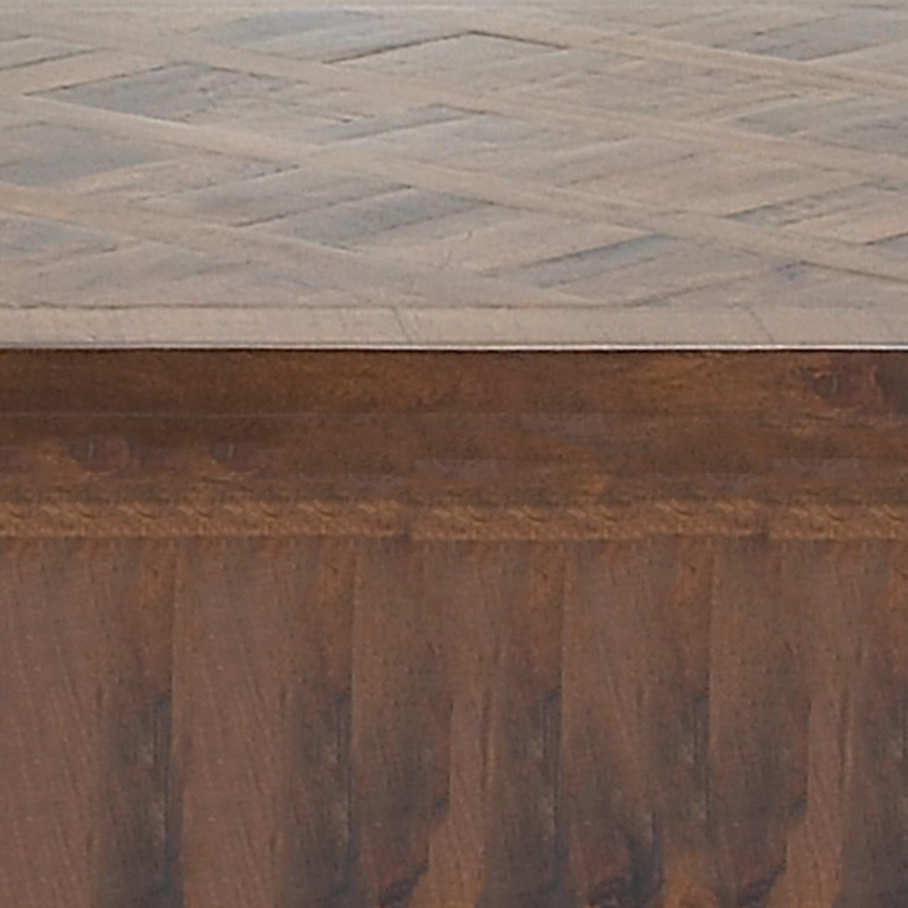 DecMode 84" x 30" Brown Mango Wood Dining Table with Parquet Inlay, 1-Piece