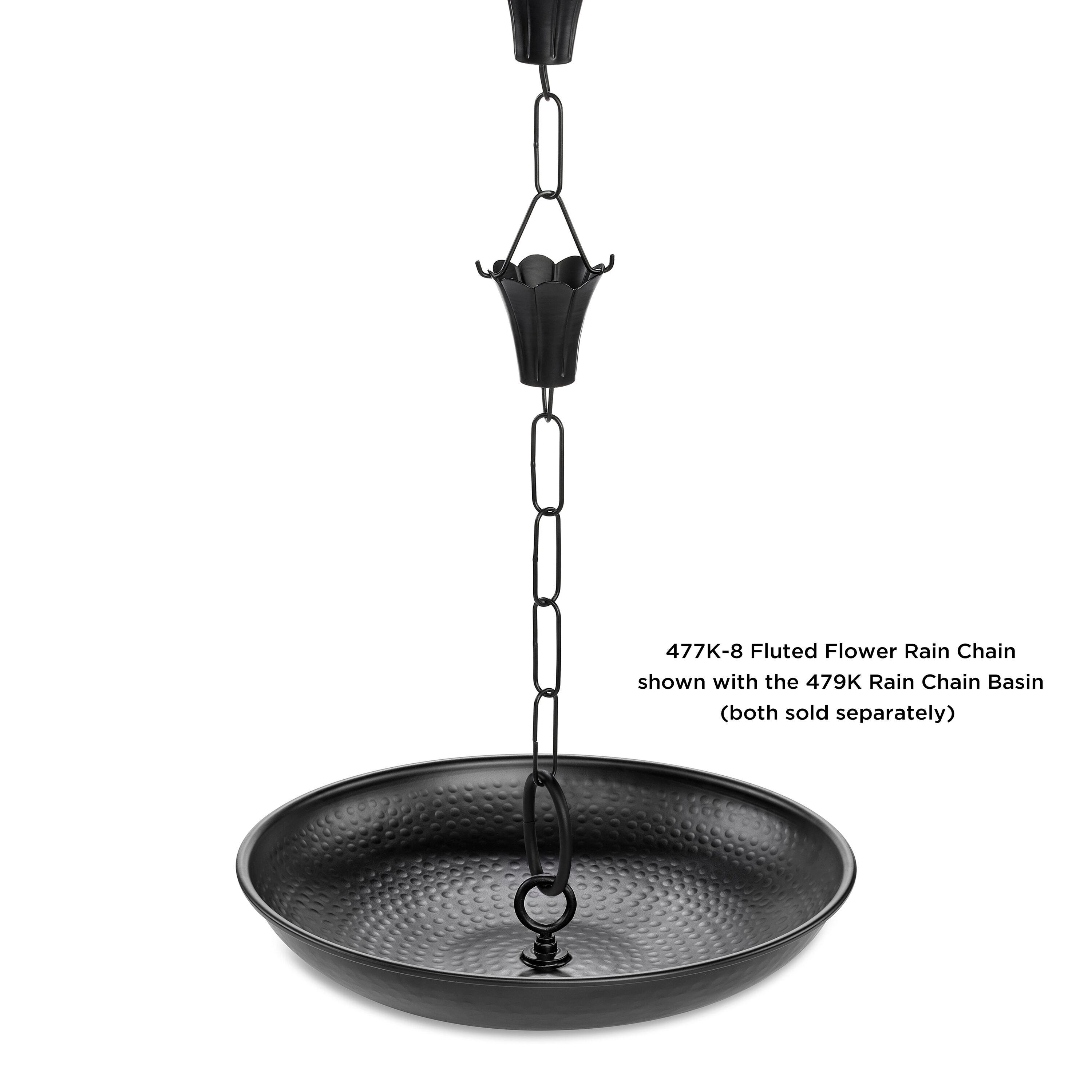 Fluted Flower Black Aluminum 8.5 ft Rain Chain