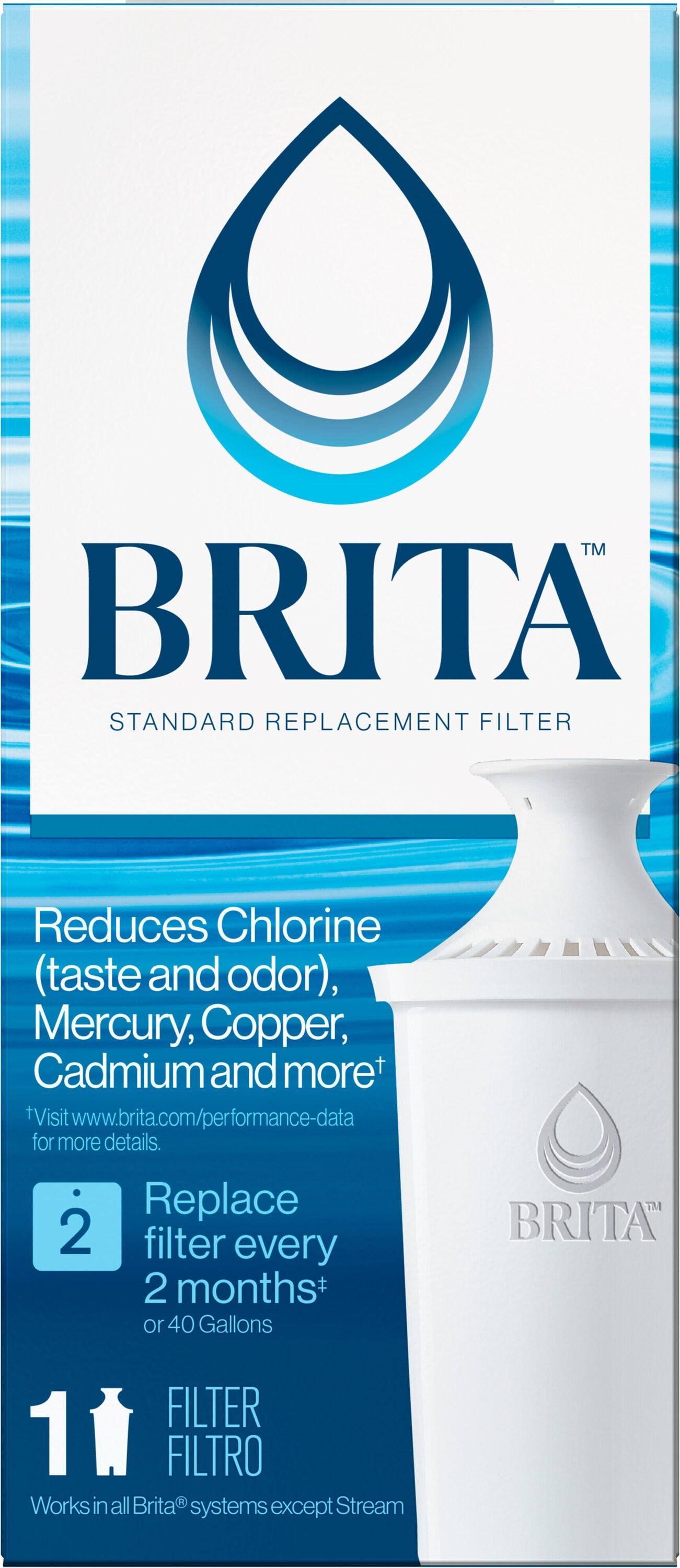 Brita Refillable Product Solutions Advanced Replacement Water Filter for Pitchers: Reduces Odors, Filters Chlorine & Heavy Metals