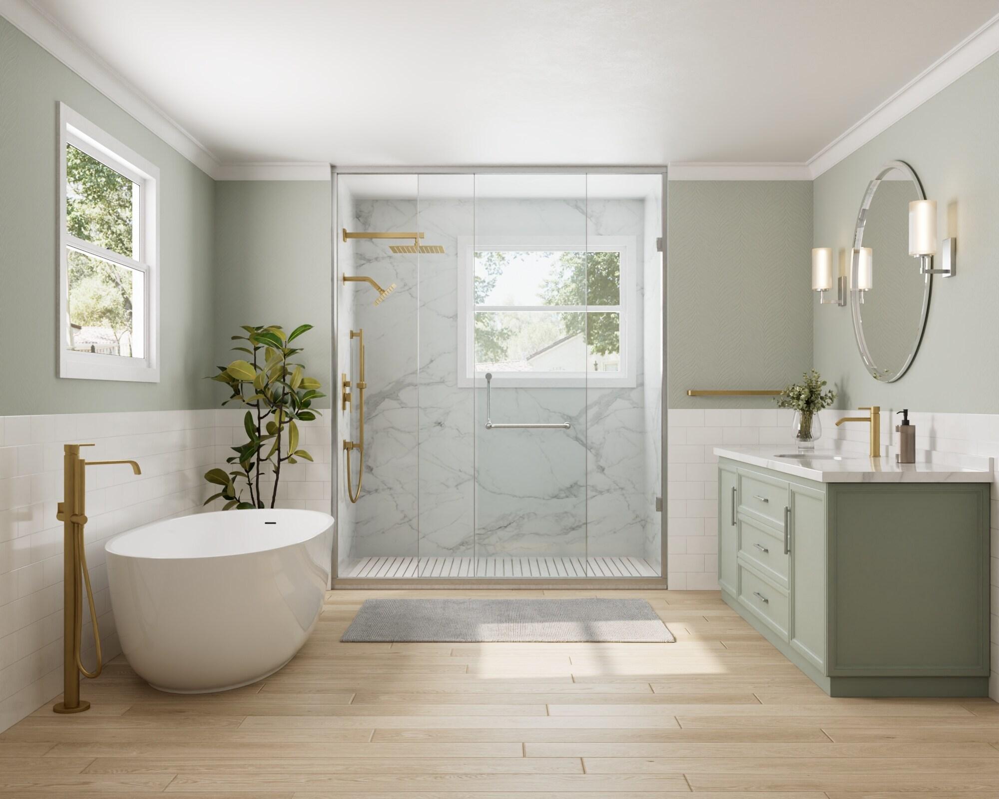 GRANDJOY Complete Shower System, 10" and 6" Dual Wall Mount Rain Shower Faucets with Handheld Shower Spray, High Pressure in Brushed Gold