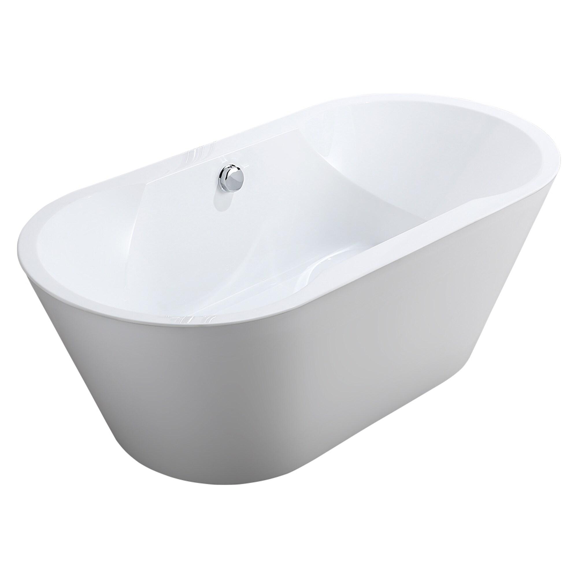 Vanity Art 67" x 32" Acrylic Freestanding Bathtub Contemporary Soaking Tub with Overflow and Pop-Up Drain, VA6804