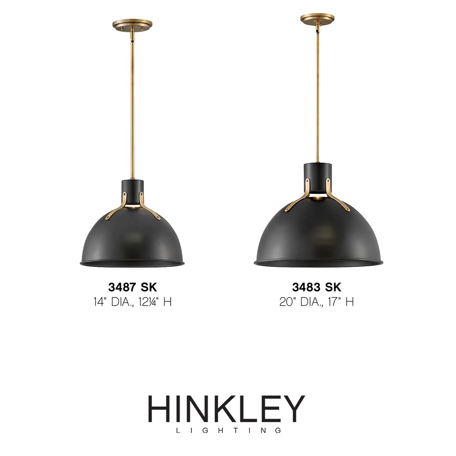 6.5W 1 Led Medium Pendant In Industrial-Scandinavian Style 20 Inches Wide By 17 Inches High-Satin Black Finish Hinkley Lighting 3483Sk