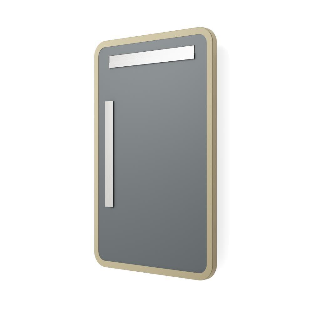 Contemporary and Farmhouse 24x36" Brushed Brass Rounded Rectangle Bathroom Vanity Wall Mirror