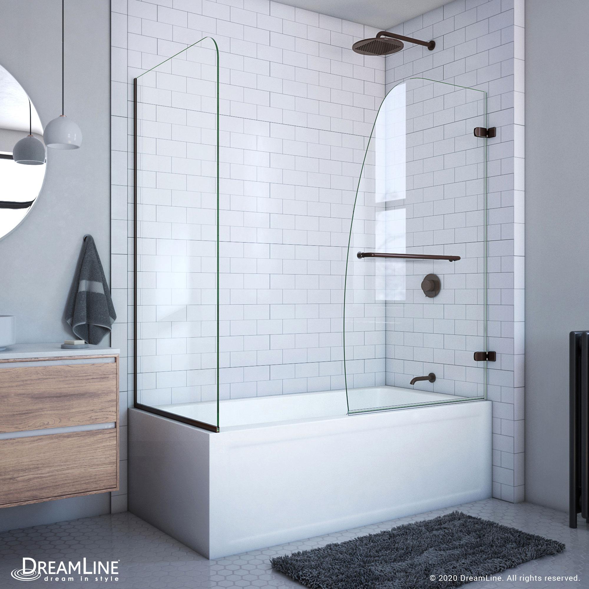 Aqua Uno 56" W x 58" H Hinged Semi-Frameless Tub Door