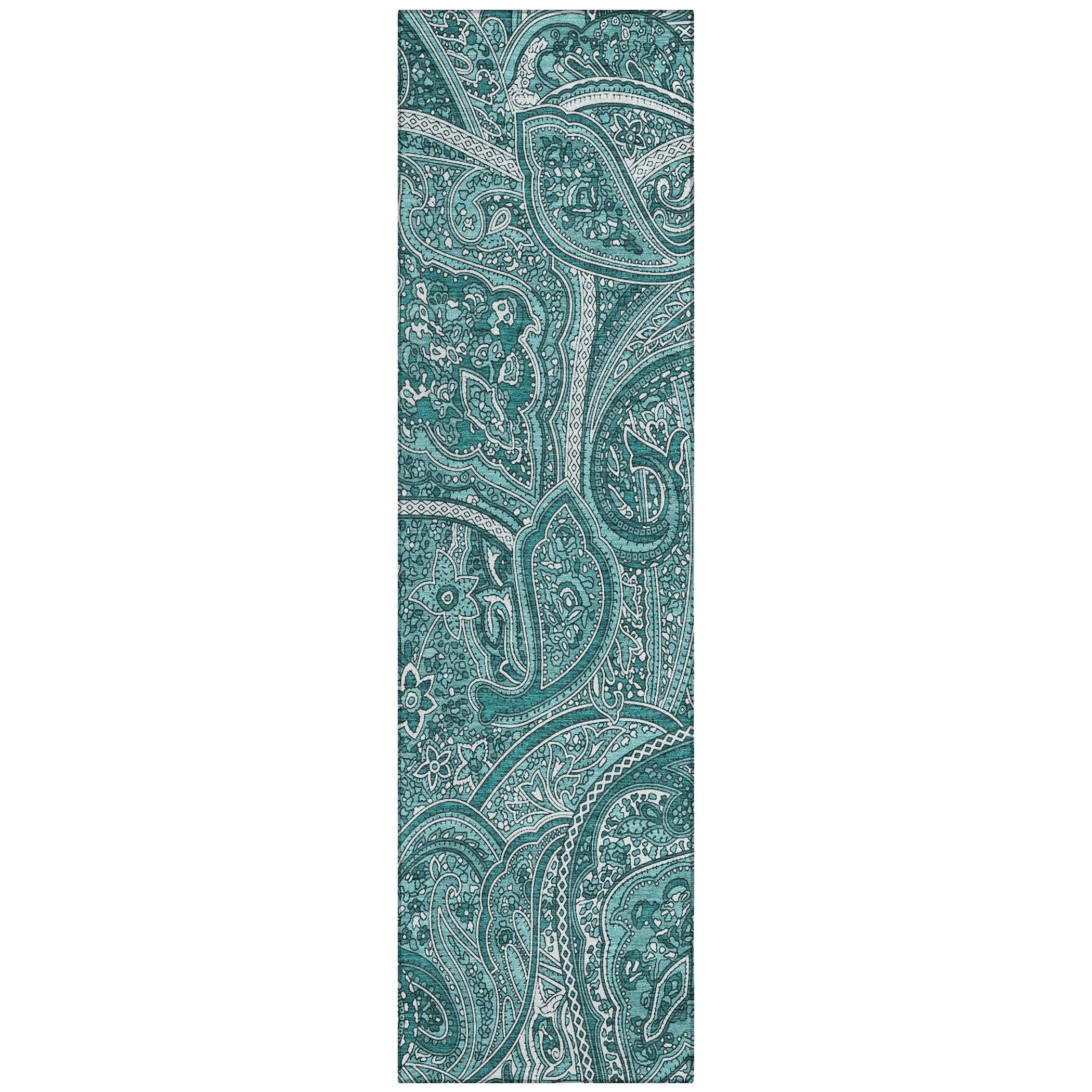 Addison Rugs Chantille ACN623 Teal 2'3" x 7'6" Indoor Outdoor Runner Rug, Easy Clean, Machine Washable, Non Shedding, Entryway, Hallway, Living Room, Dining Room, Kitchen, Patio Rug