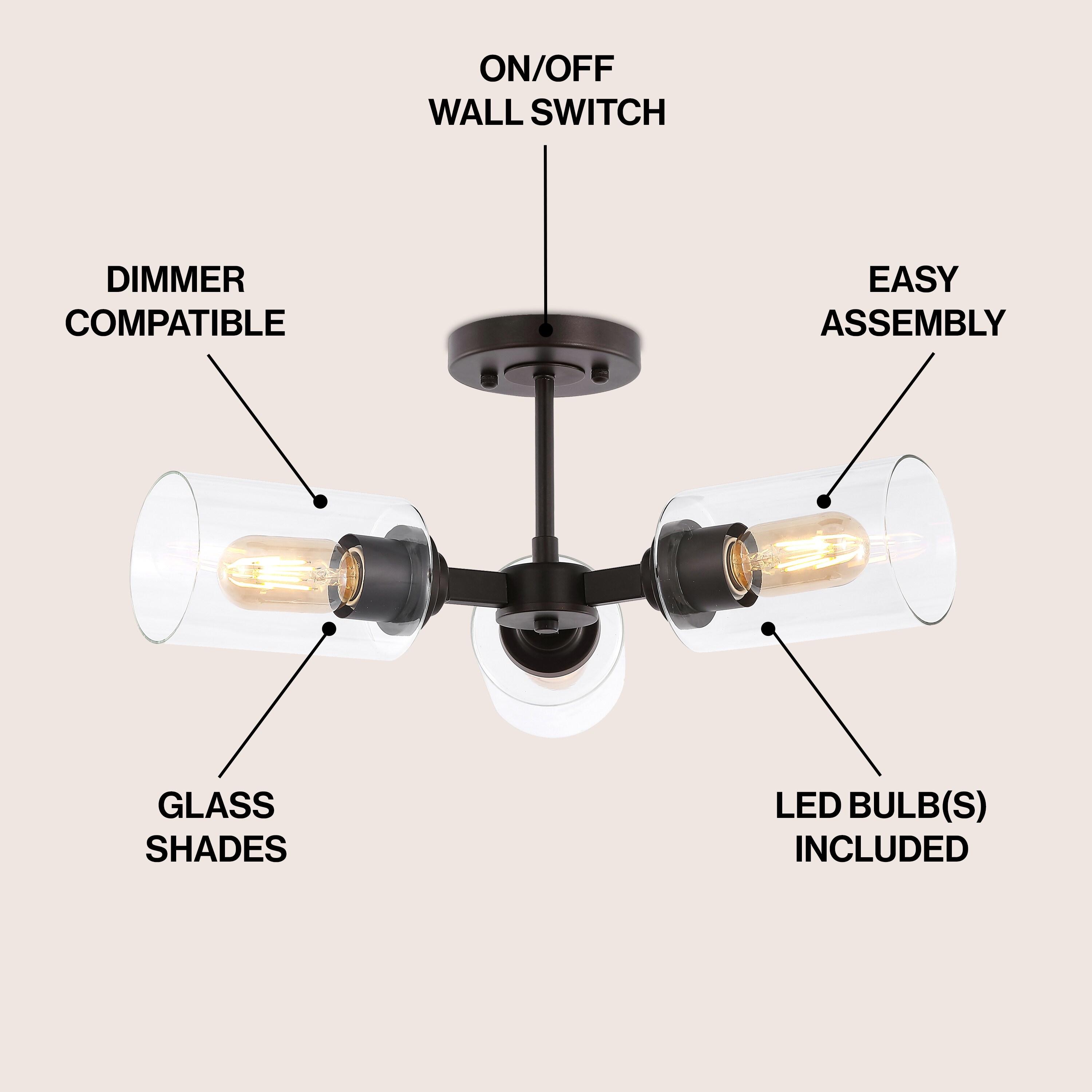 JONATHAN  Y Jaymes 20" Iron Cylinder Industrial Transitional 1 -Light 20.0-in Oil rubbed Bronze Semi Flush Mount Light