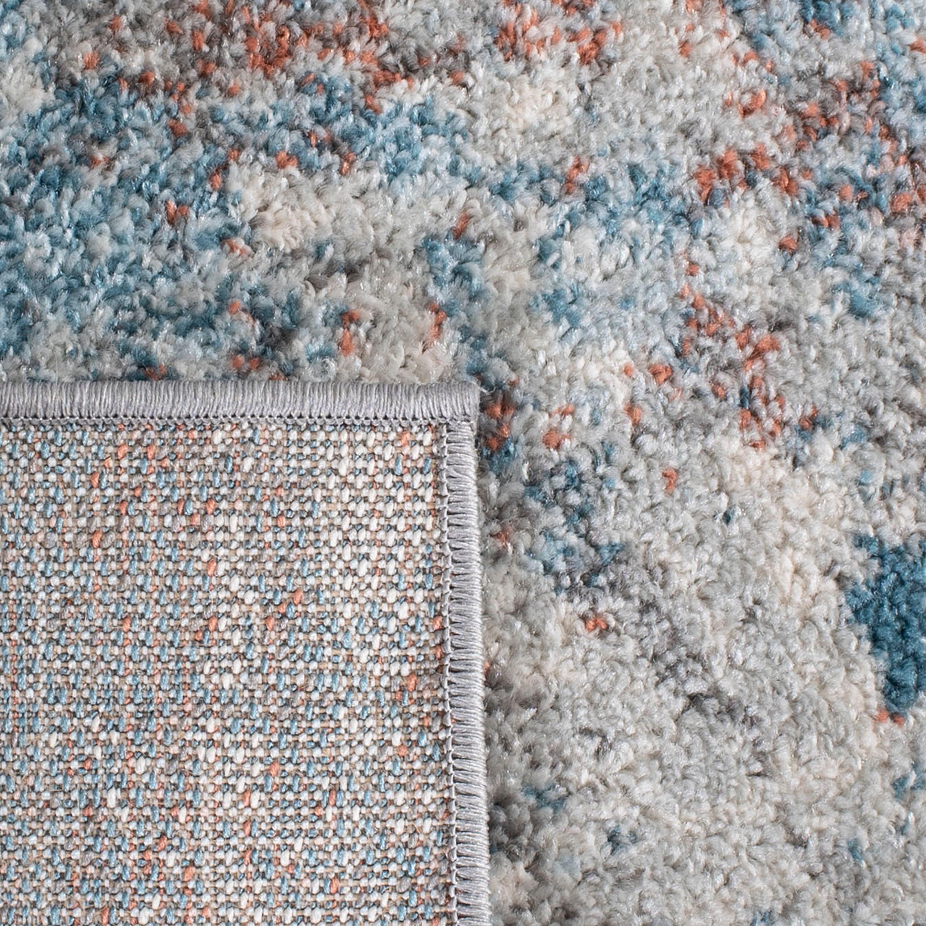 Tulum TUL210 Power Loomed Area Rug - Ivory/Blue - 3' round - Safavieh.