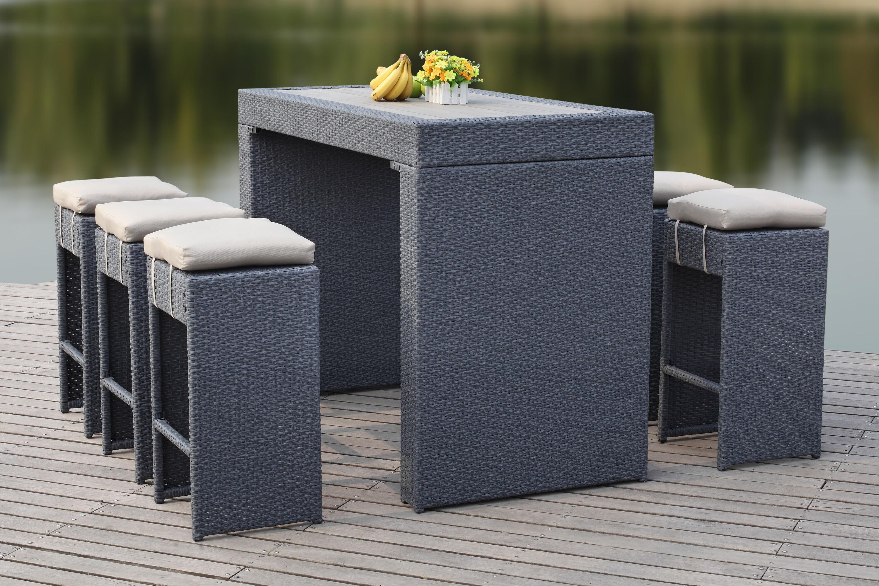 Sanders Bar Set - Indoor/Outdoor - PAT2502 - Titanium/Sand - Safavieh