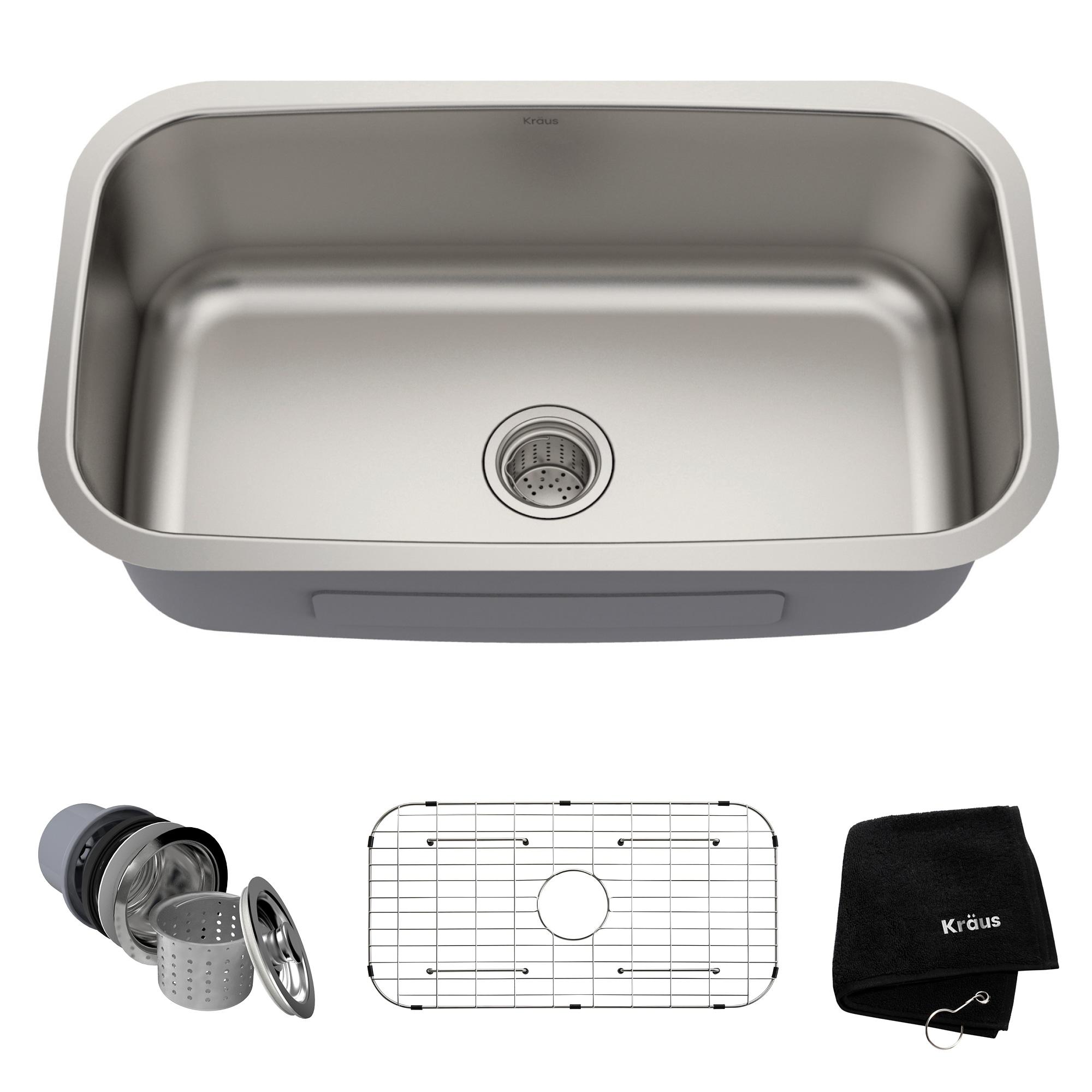 KRAUS Premier 16 Gauge Undermount Single Bowl Stainless Steel Kitchen Sink