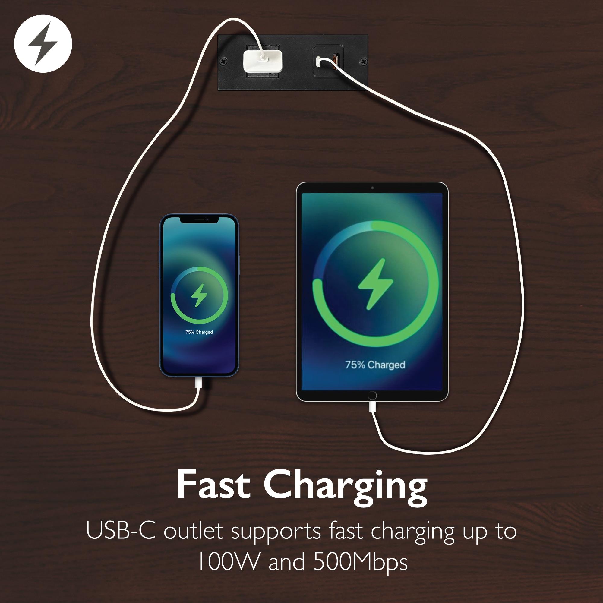 Leick Home 10522 Laurent Nightstand with Drawer, Door with USB-C Fast Charging Station and AC/USB Outlet, Chocolate Cherry