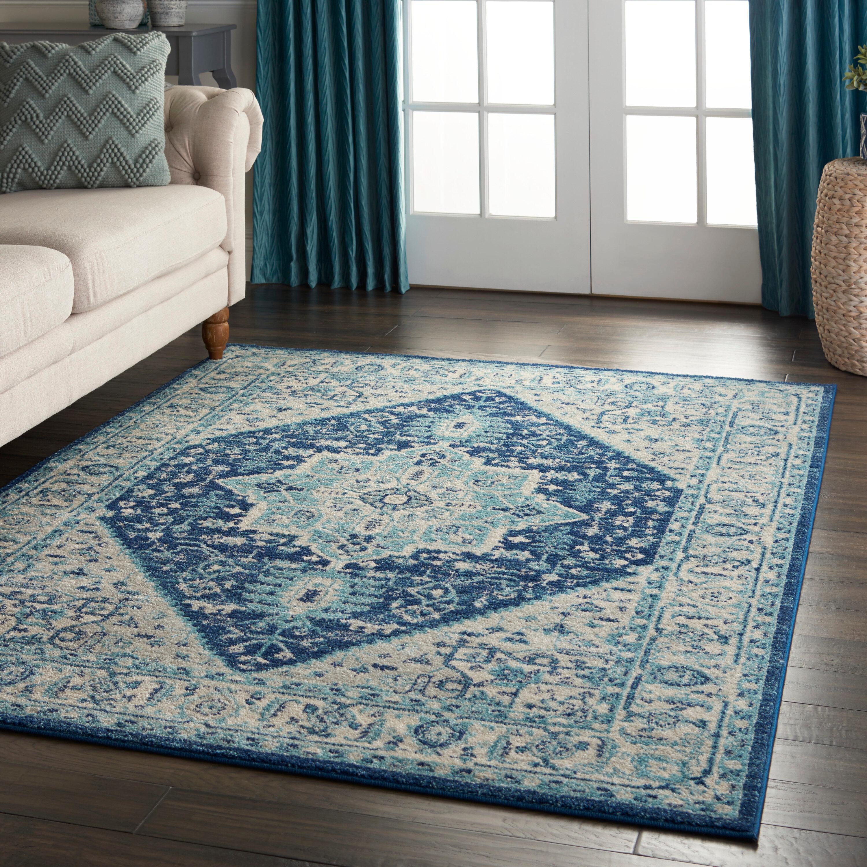 Nourison Tranquil Persian Indoor Rug Ivory Navy 5'3" x 7'3"