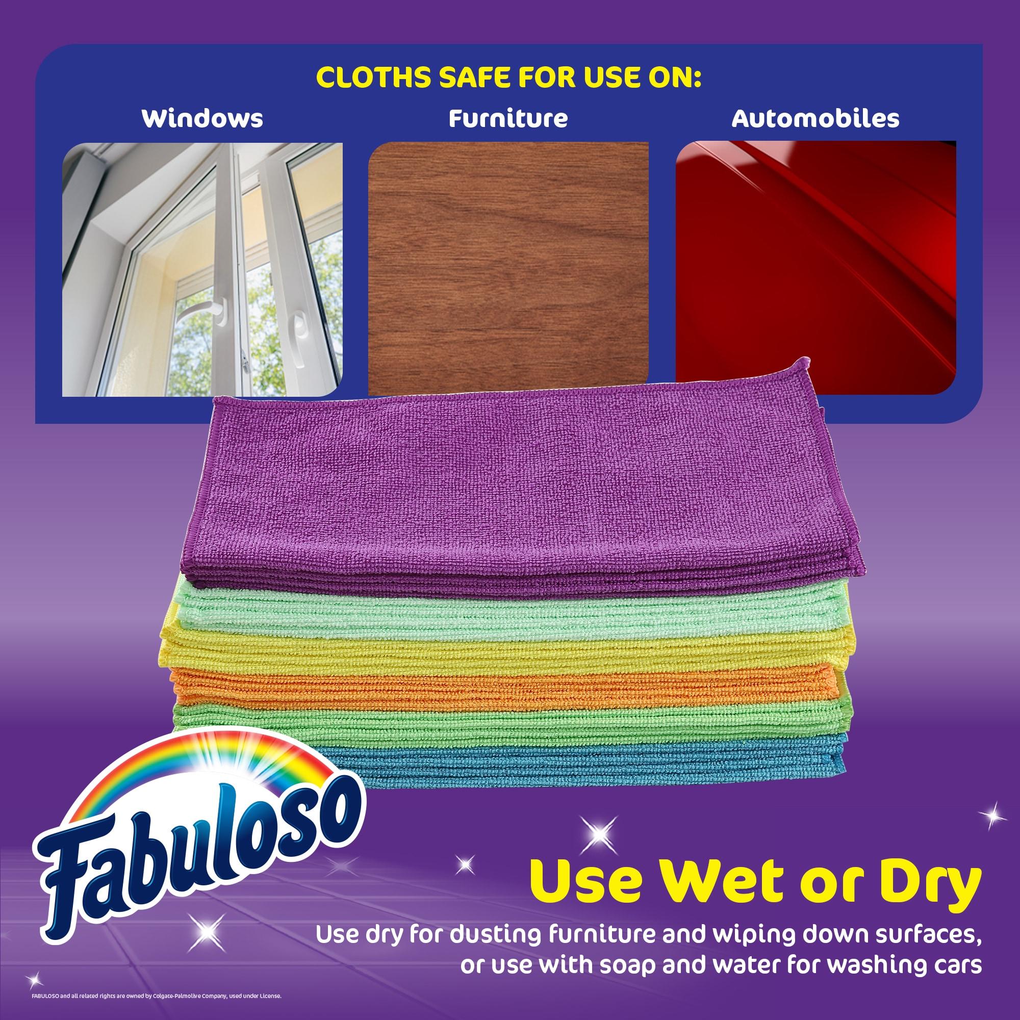 Fabuloso Microfiber Cleaning Cloths, 24 ct, Rainbow Colors | Lint-Free, Scratch-Free Cleaning Cloths for Surfaces and Wood Furniture | Microfiber Dustless Cloth for Bold and Bright Cleaning Experience