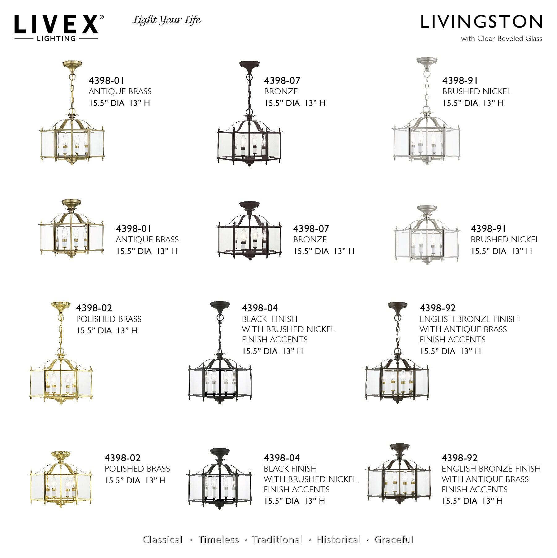 Livex Lighting Livingston 4 - Light Pendant in  Antique Brass
