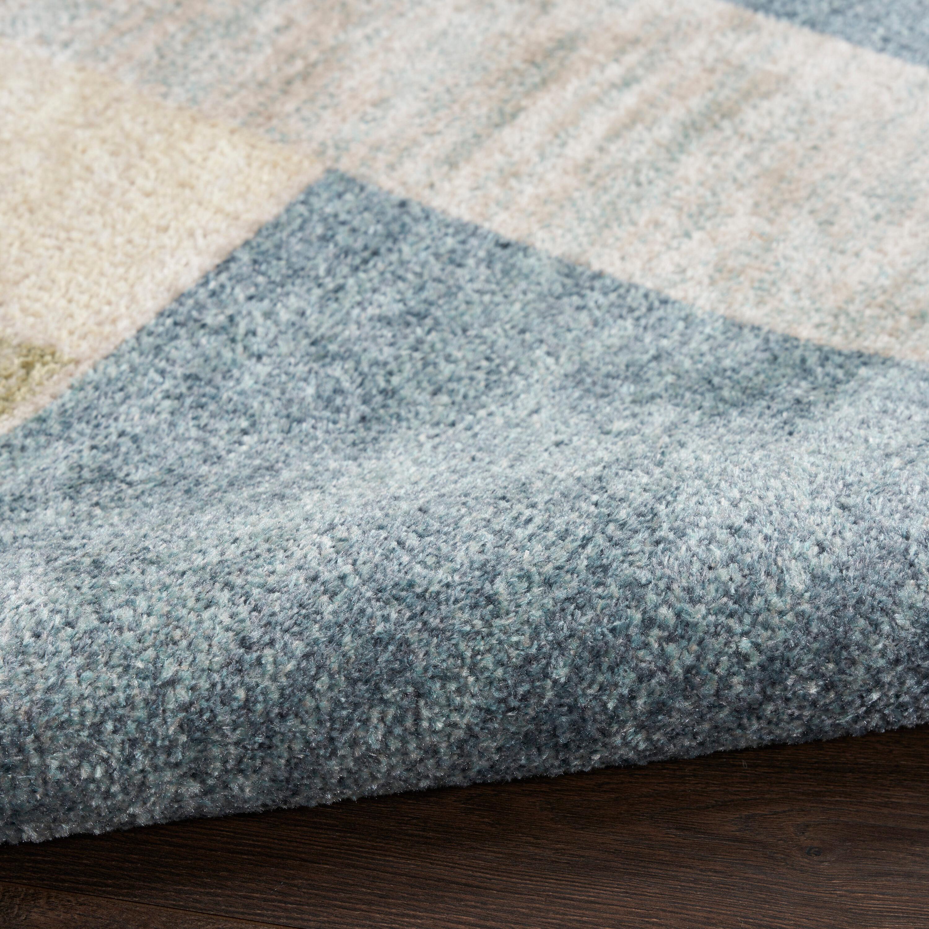 Nourison Astra Machine Washable Contemporary Color Block Indoor Rug Blue Green Multi 5'3" x 7'