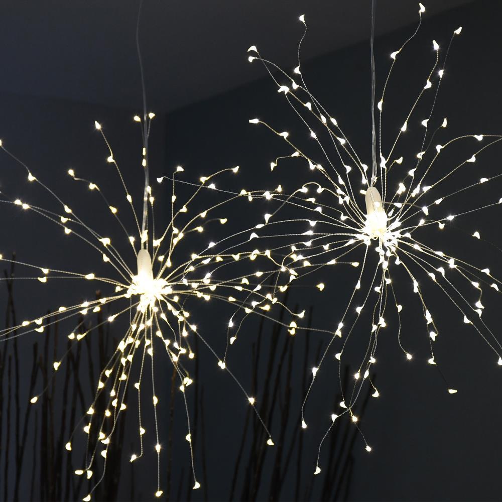 LumaBase Battery Operated Starburst Lights with Remote Control - Set of 2 (White)