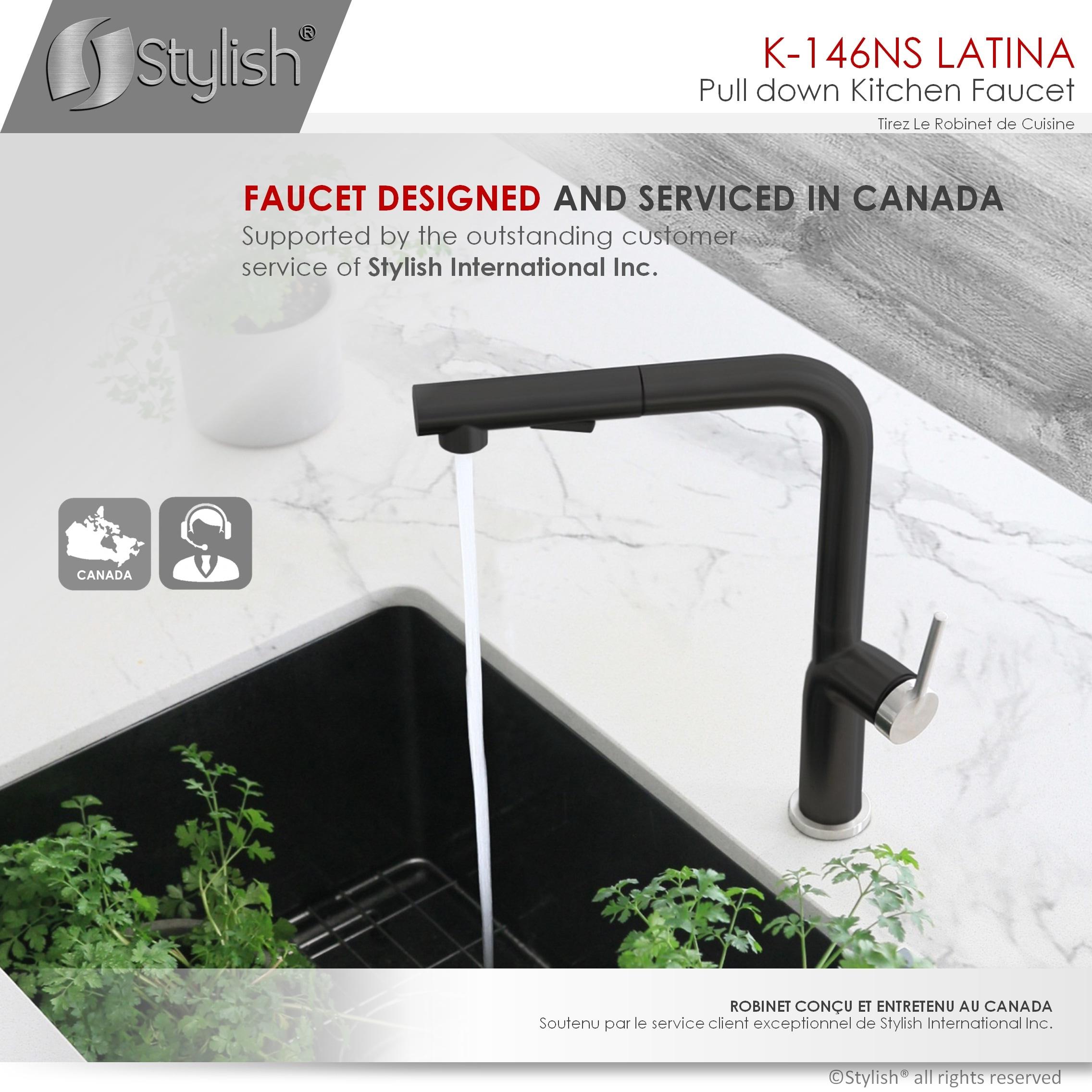 Modern Faucet Stylish Latina One-Handle Pull Down Kitchen Faucet