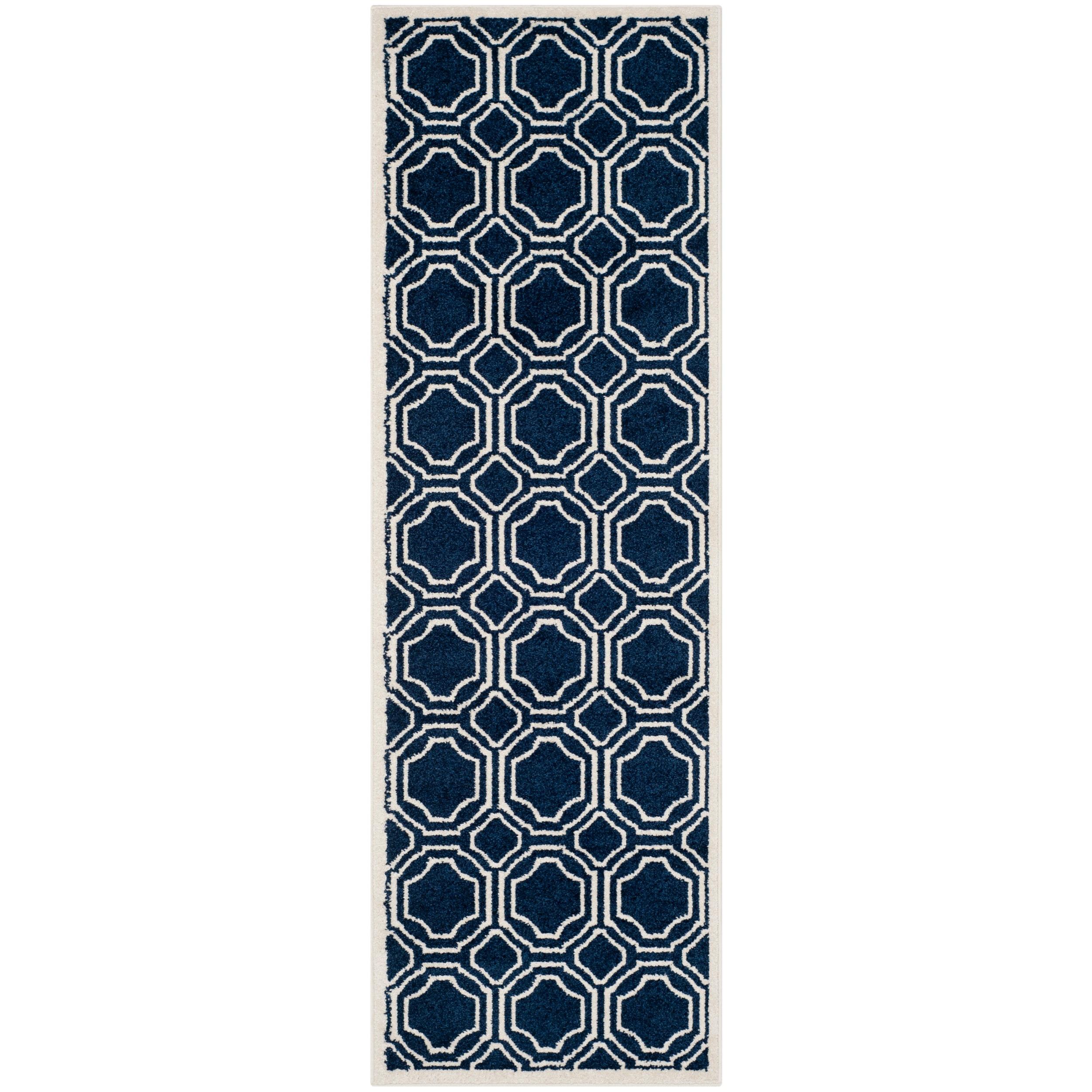 Amherst AMT411 Power Loomed Runner Rug - Navy/Ivory - 2'3"x11' - Safavieh.