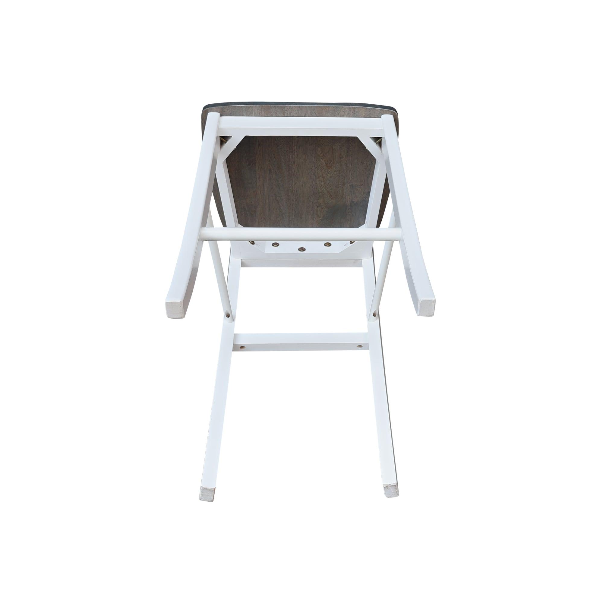 30" X Back Barstool White - International Concepts: Solid Wood, Traditional Design, Square Seat