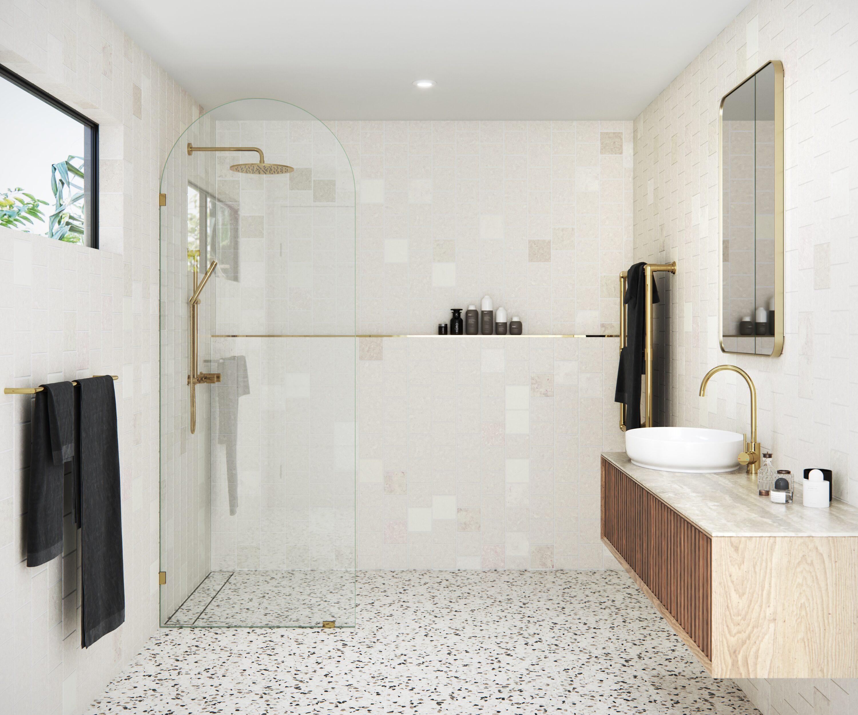 Venus 32 in. x 86.75 in. Fully Frameless Arched Single Fixed Shower Panel