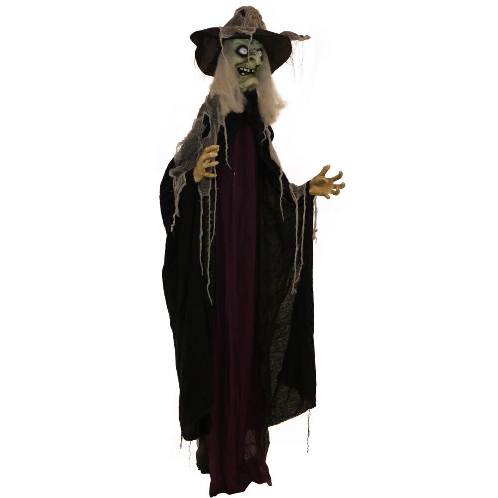 c&g home Life-Size Poseable Witch with Lights and Sound, Indoor/Covered Outdoor Halloween Decoration