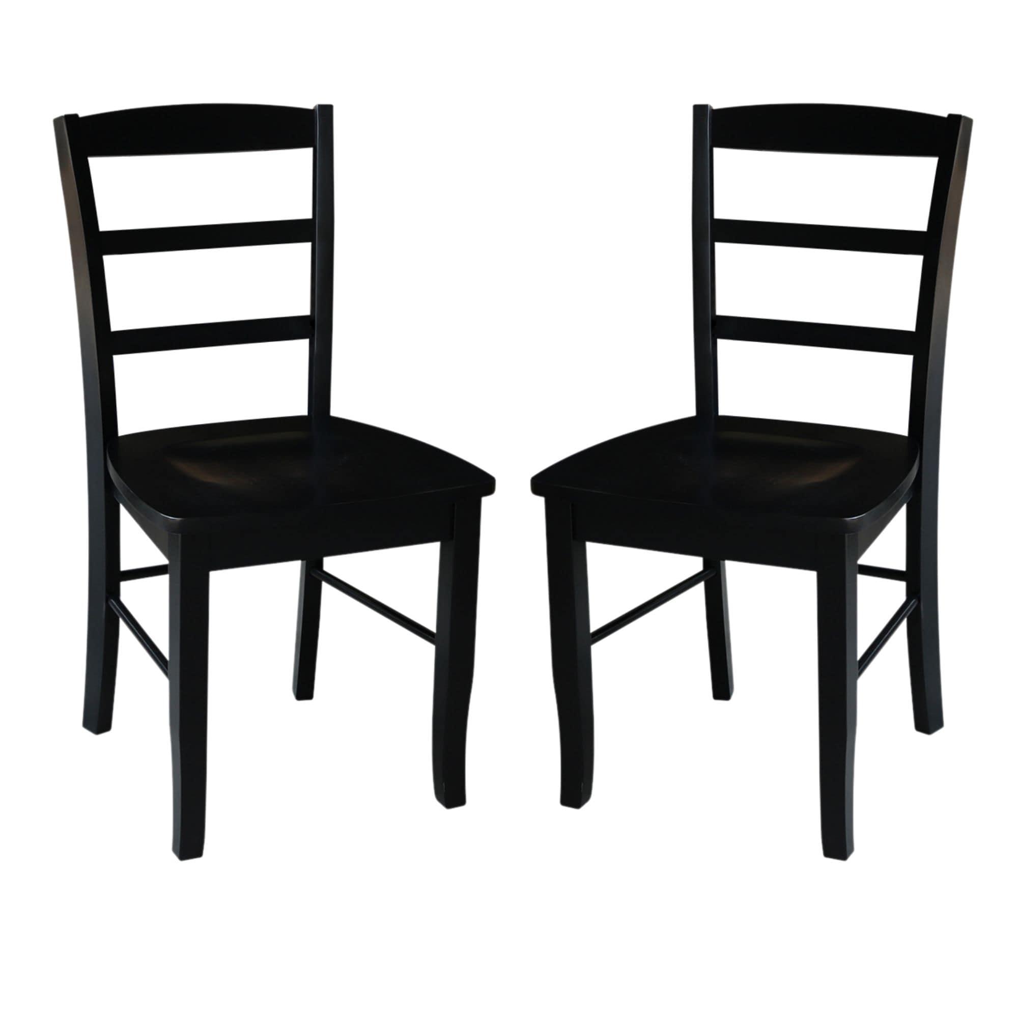 Set of 2 Madrid Ladderback Chairs Black - International Concepts: Solid Wood, Armless, Transitional Style