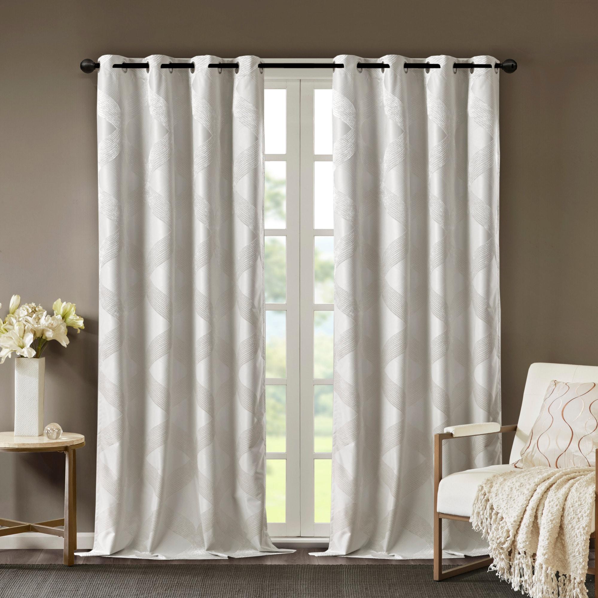 Madison Park Bentley Ogee Knitted Jacquard Geometric Total Blackout Single Curtain Panel