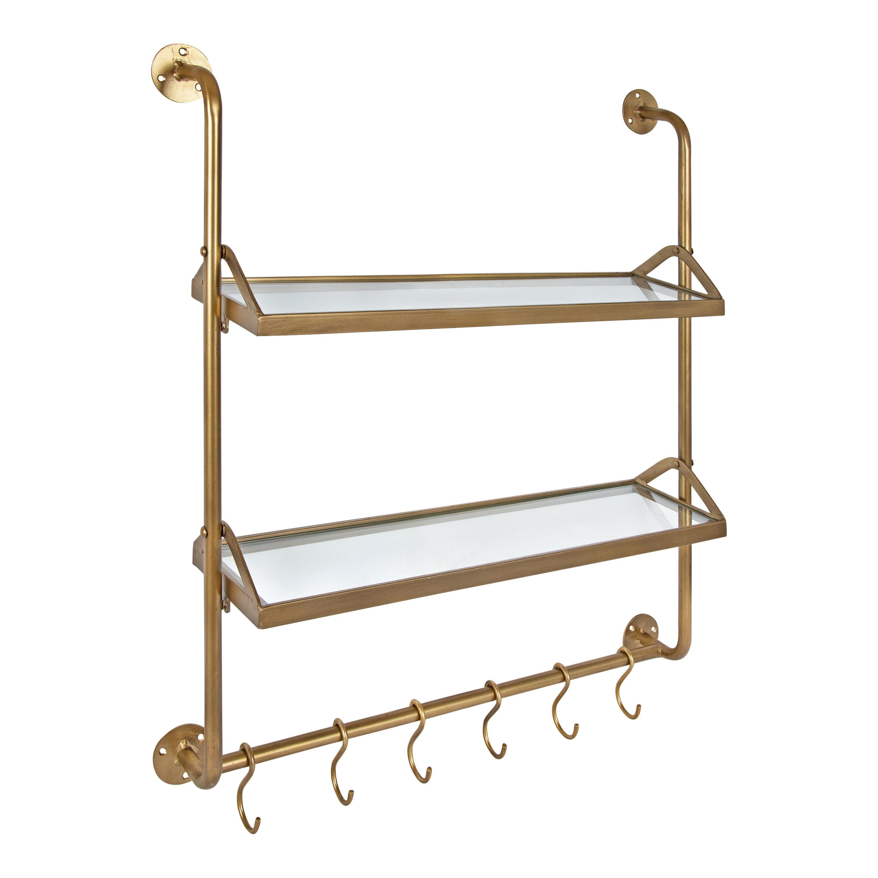 26" x 31" Marit Metal Wall Shelf Gold - Kate & Laurel All Things Decor