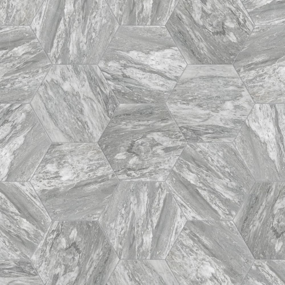 Marbilia Hex Bardiglio w/Biotech 11" x 13" Porcelain Marble Look Wall & Floor Tile