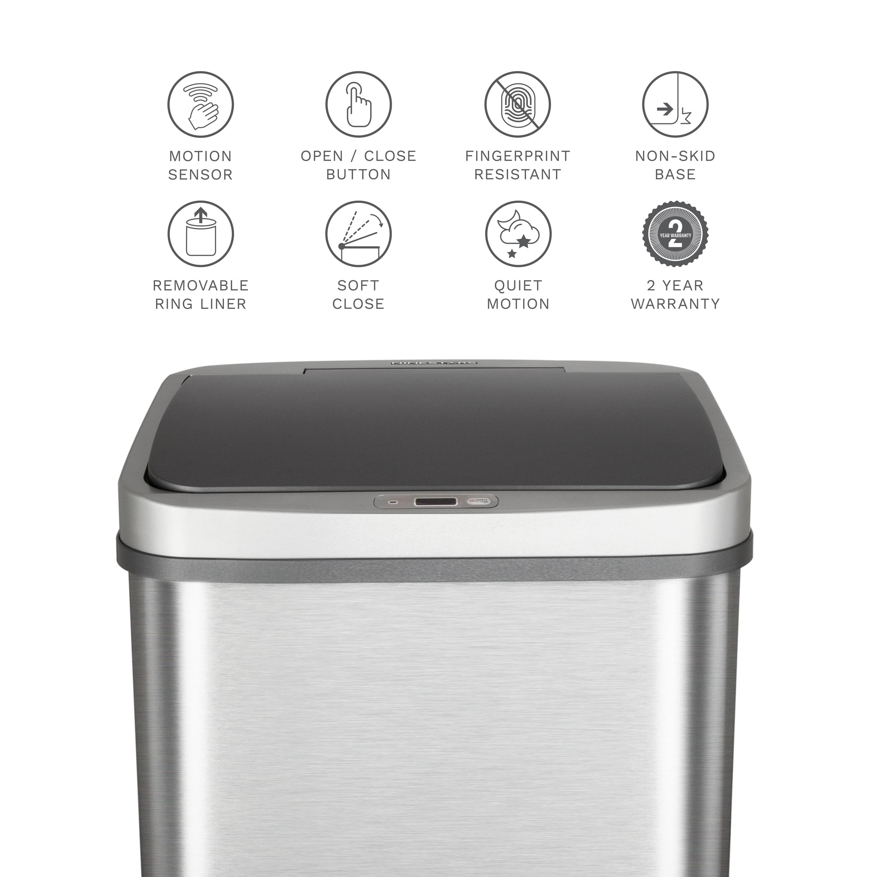 Nine Stars 13.2 Gallon Stainless Steel Motion Sensor Trash Can