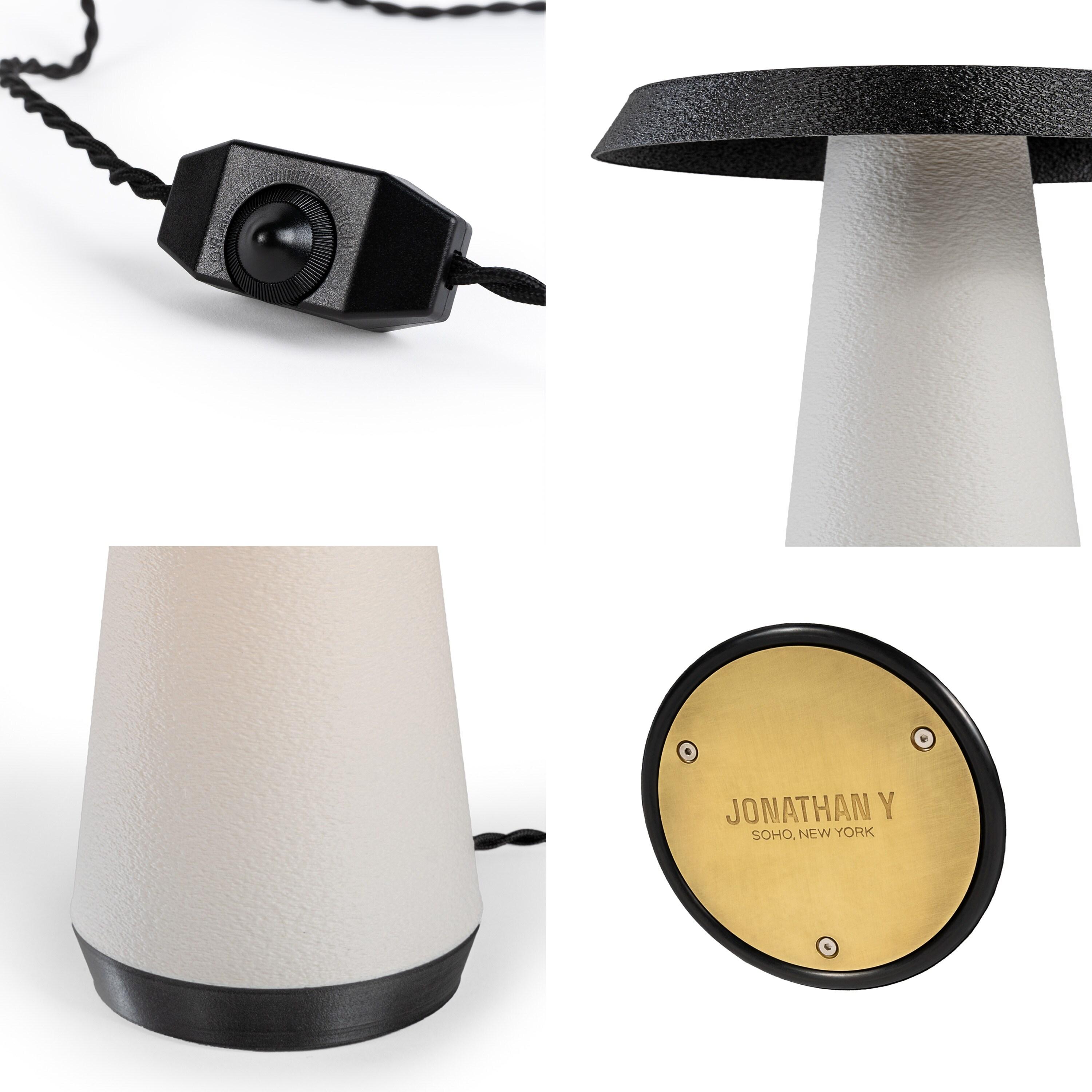 White and Black 3D Printed Dimmable LED Table Lamp