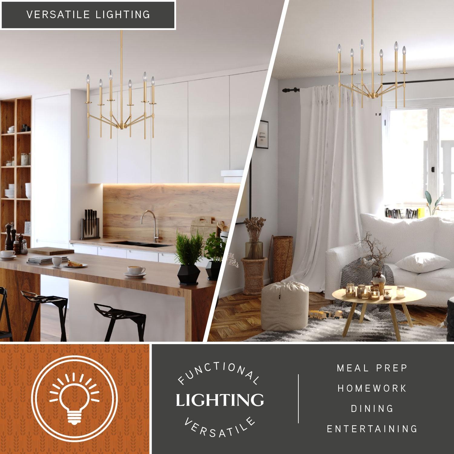 Vaxcel Kedzie 6 - Light Chandelier in  Natural Brass