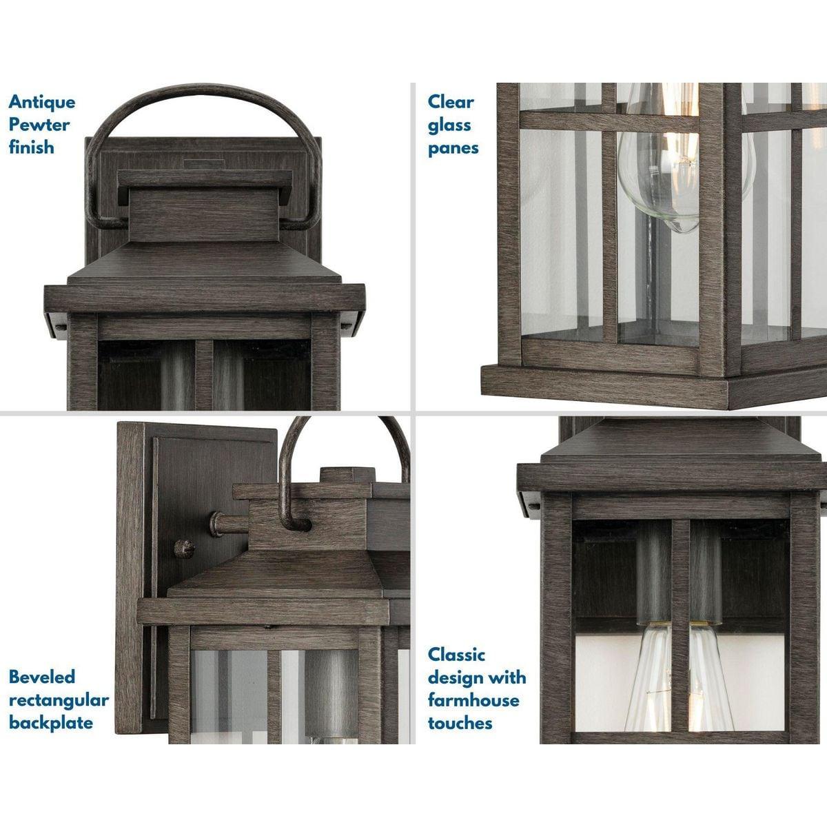 Progress Lighting Williamston 1-Light Antique Pewter Outdoor Wall Lantern with Clear Glass