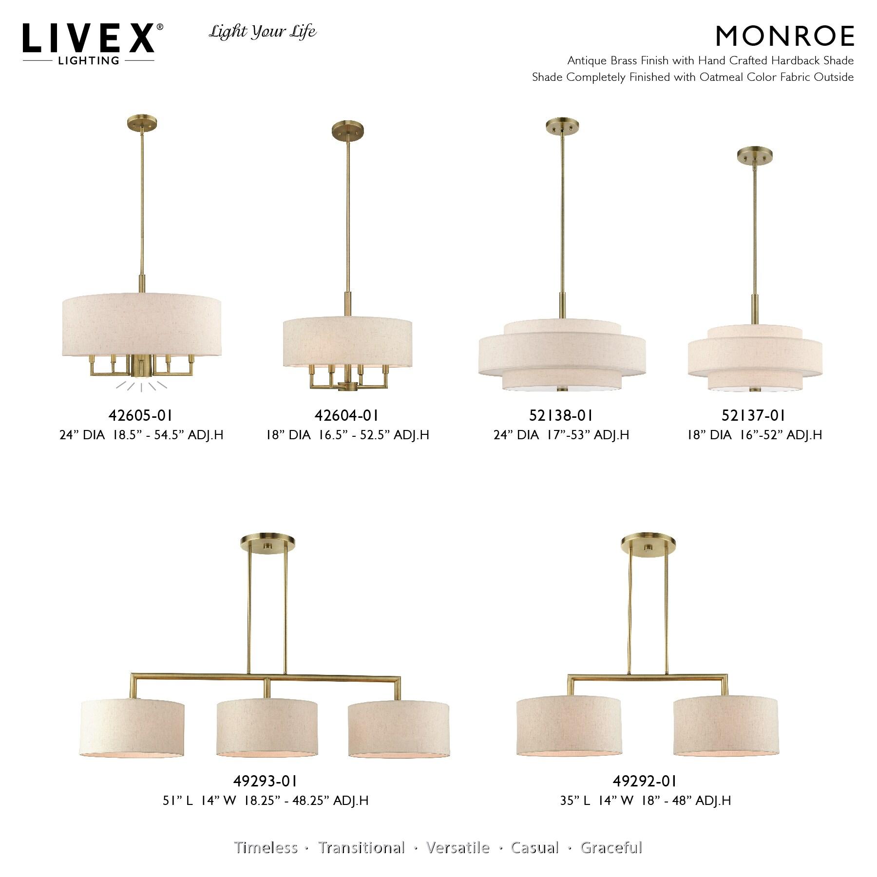 Livex Lighting Meridian 4 - Light Chandelier in  Antique Brass