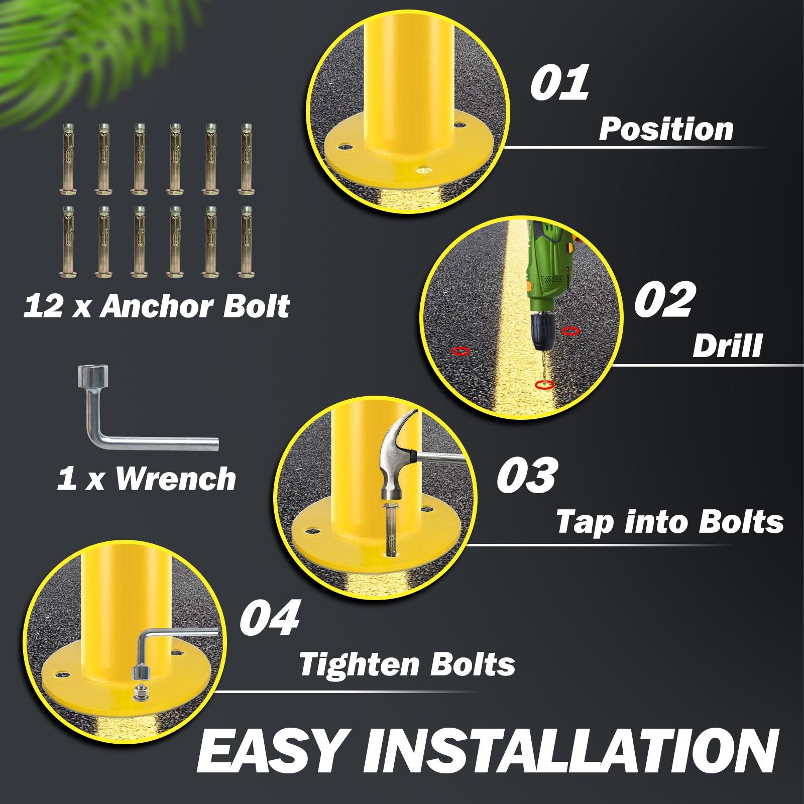 Safety Bollard Post, Steel Bollards,Parking Bollard, Yellow Powder Coated Safety Parking Barrier Post, for Traffic Sensitive Areas (2, 36"H*4.5"D)
