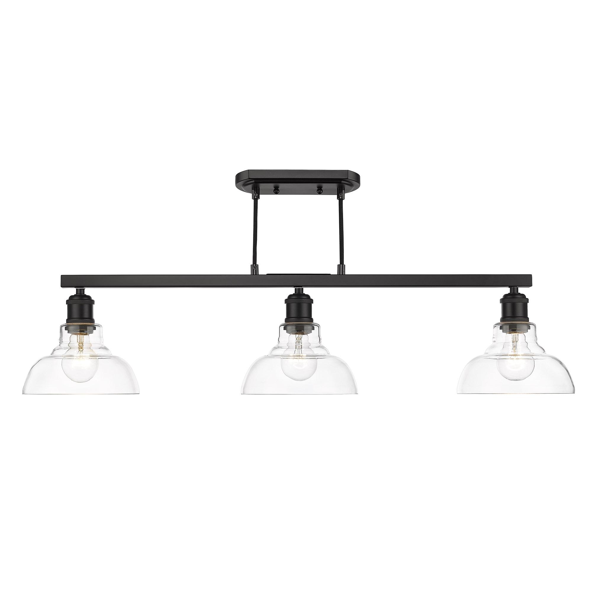 Golden Lighting Carver 3-Light Semi-flush in Matte Black with Clear Glass