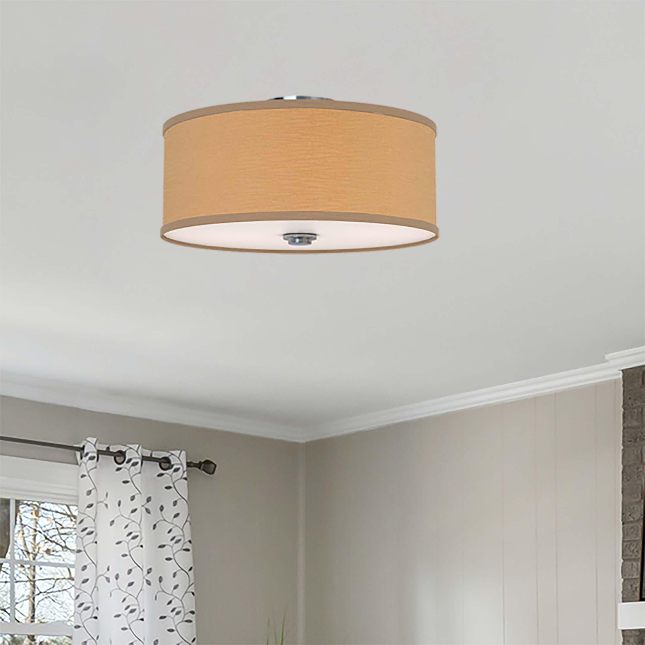 Monument Flush Mount Ceiling Fixture, Brushed Nickel, 16-1/4 In., Uses (2) 100-Watt Medium Base Lamps*