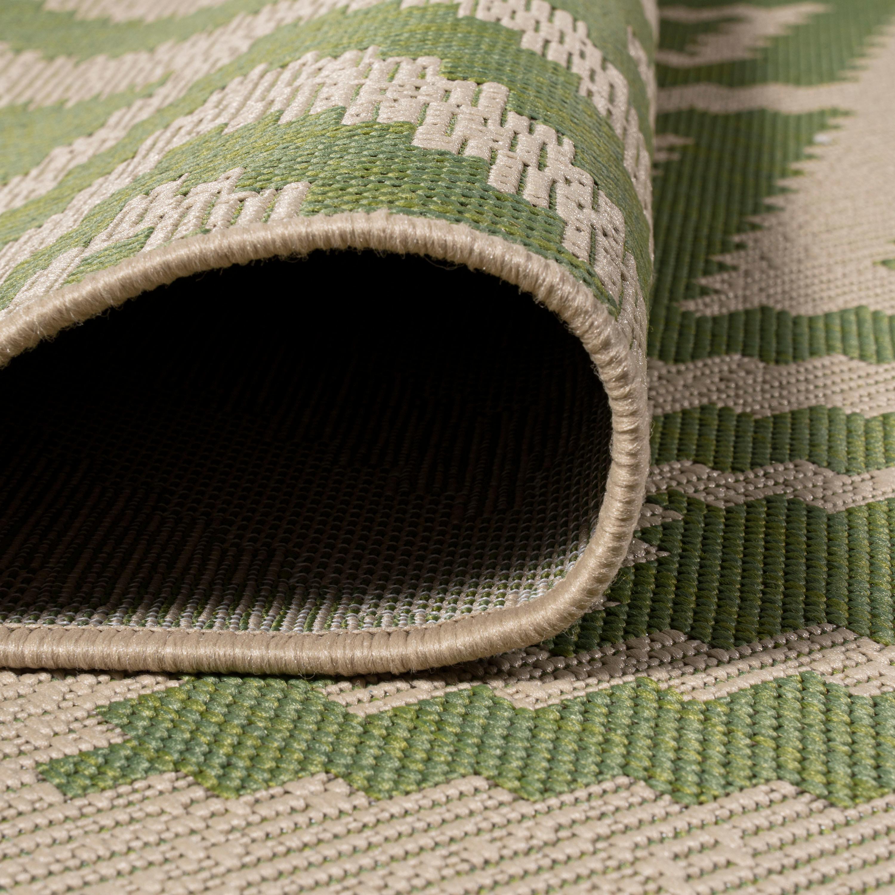 2'x10' Sintra Diamond  Indoor/Outdoor Runner Rug, Green/Cream - JONATHAN Y