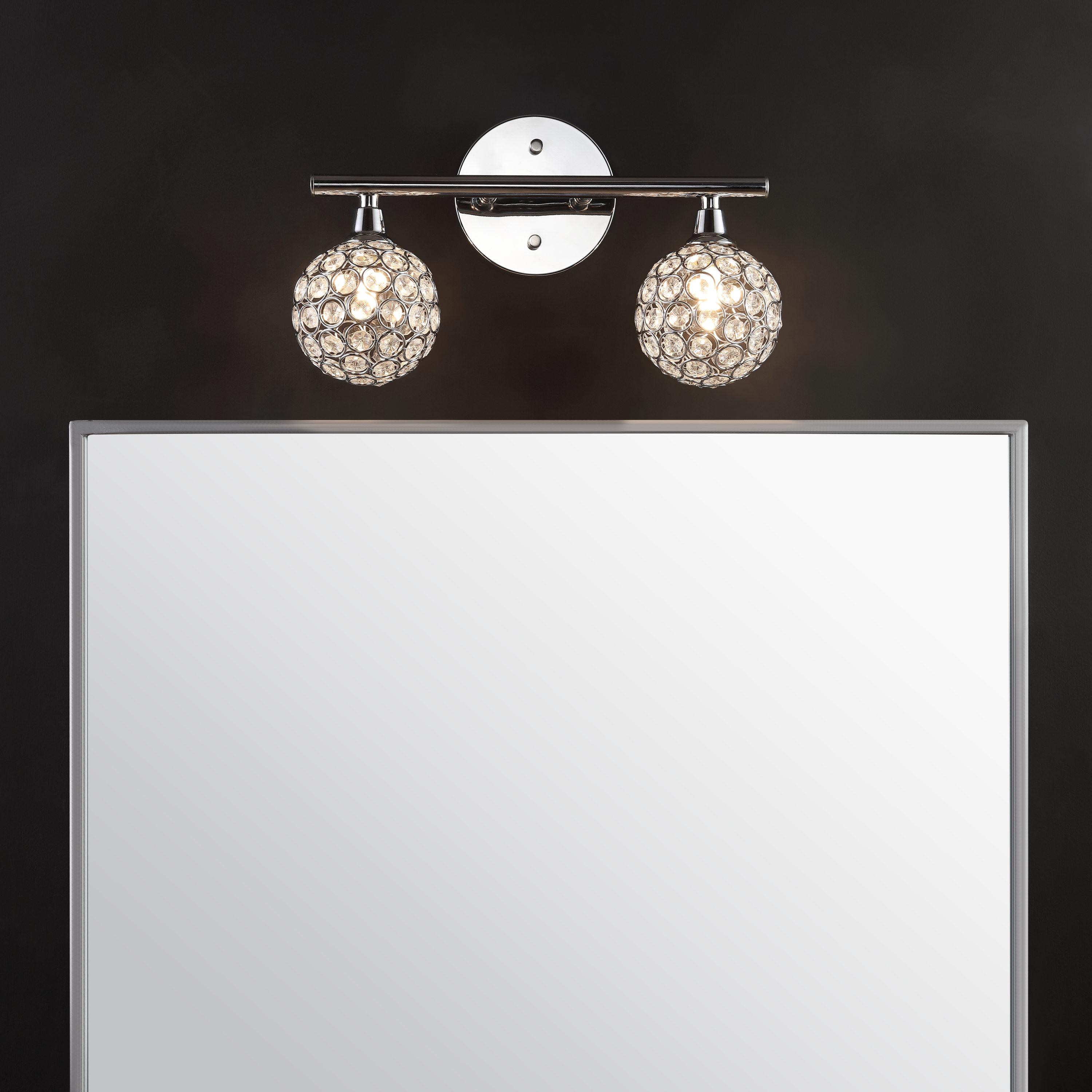Maeve 13" 2-Light Iron/Glass Contemporary Glam LED Vanity Light, Chrome