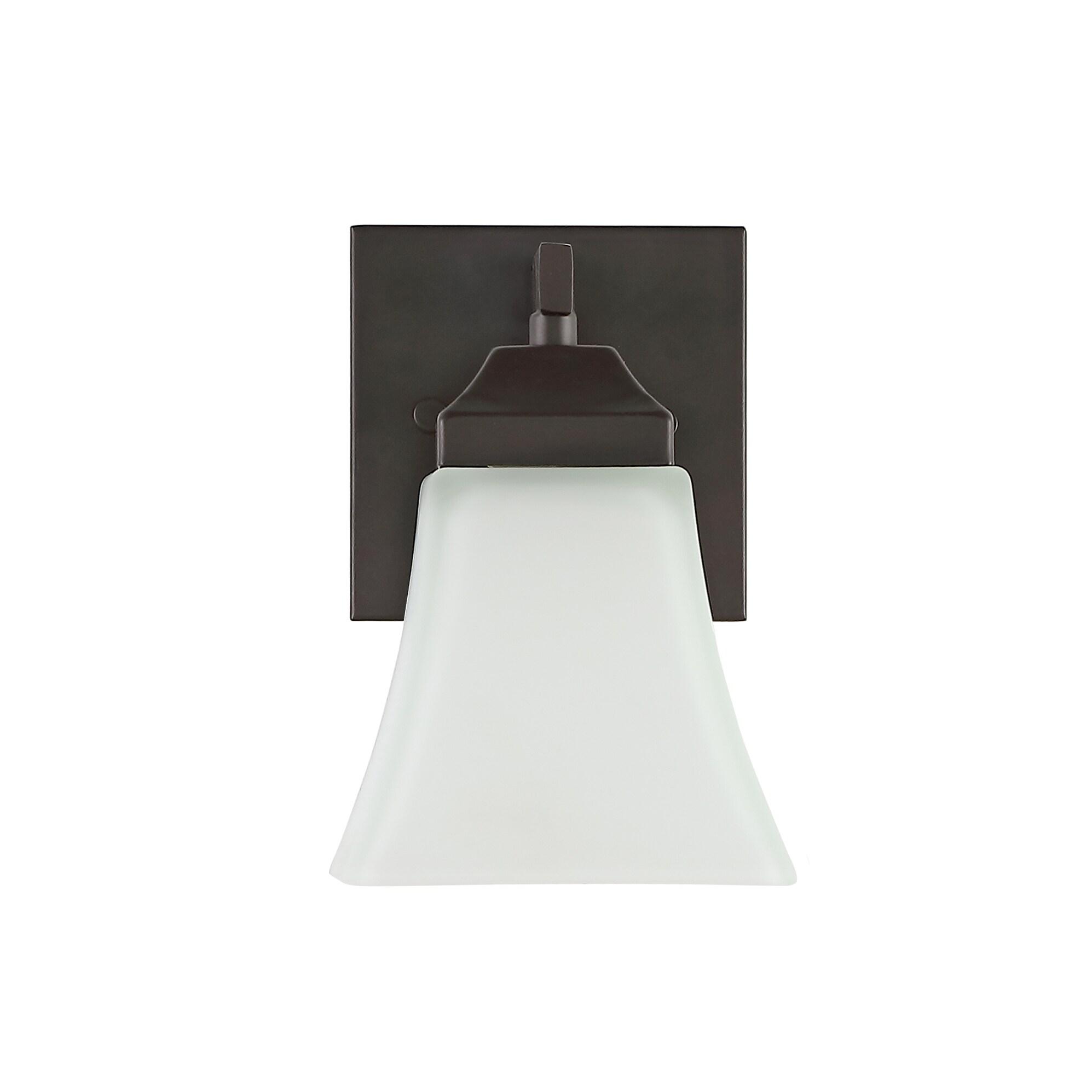 JONATHAN Y Staunton 5" 1-Light Iron/Glass Modern Cottage LED Vanity Light, Oil Rubbed Bronze