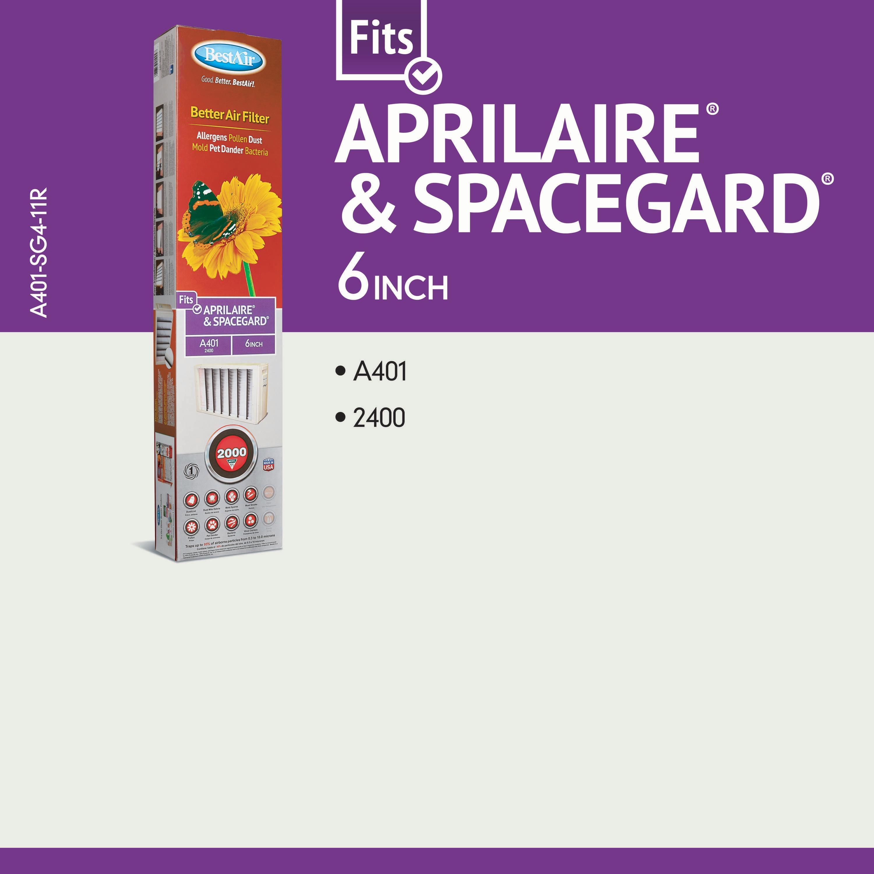 BestAir 2pk 16" x 27" x 6" Aprilaire & Spacegard Replacement Air Furnace Filter MERV 11: Electrostatic, EPA Certified