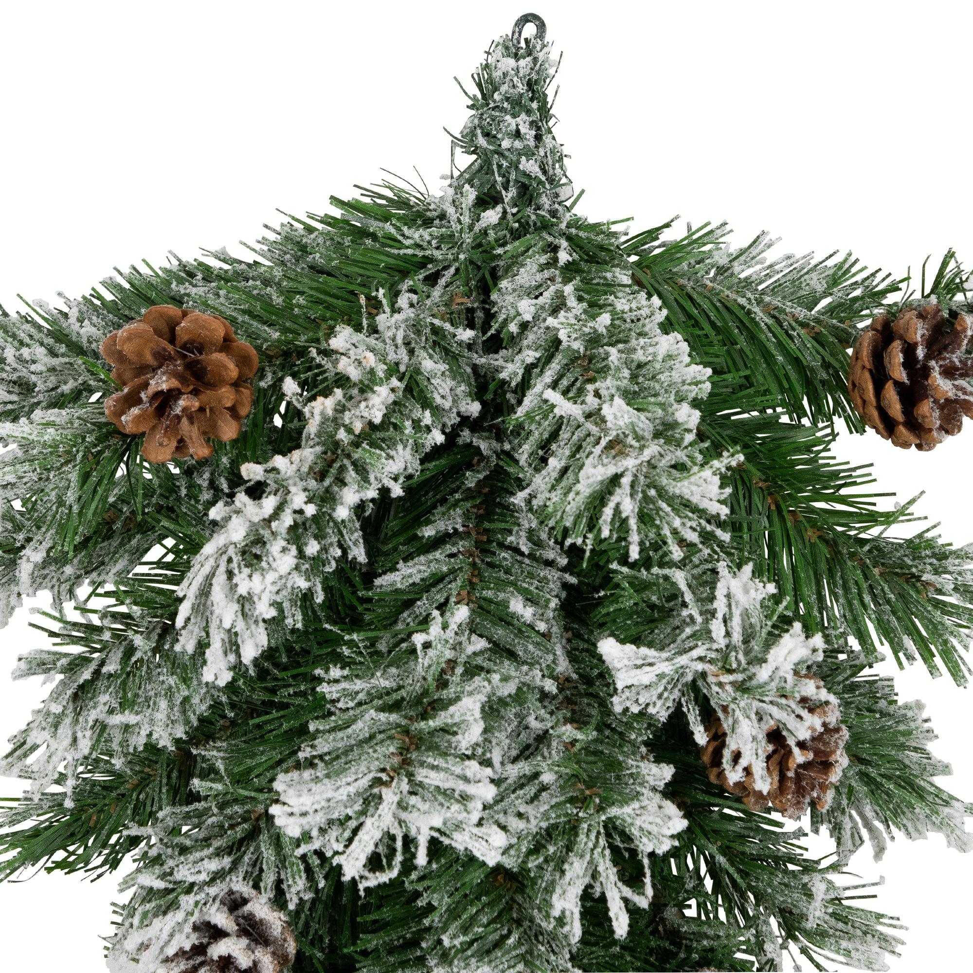 Northlight 22" Unlit Snowy Flocked and Pinecones Christmas Teardrop Swag