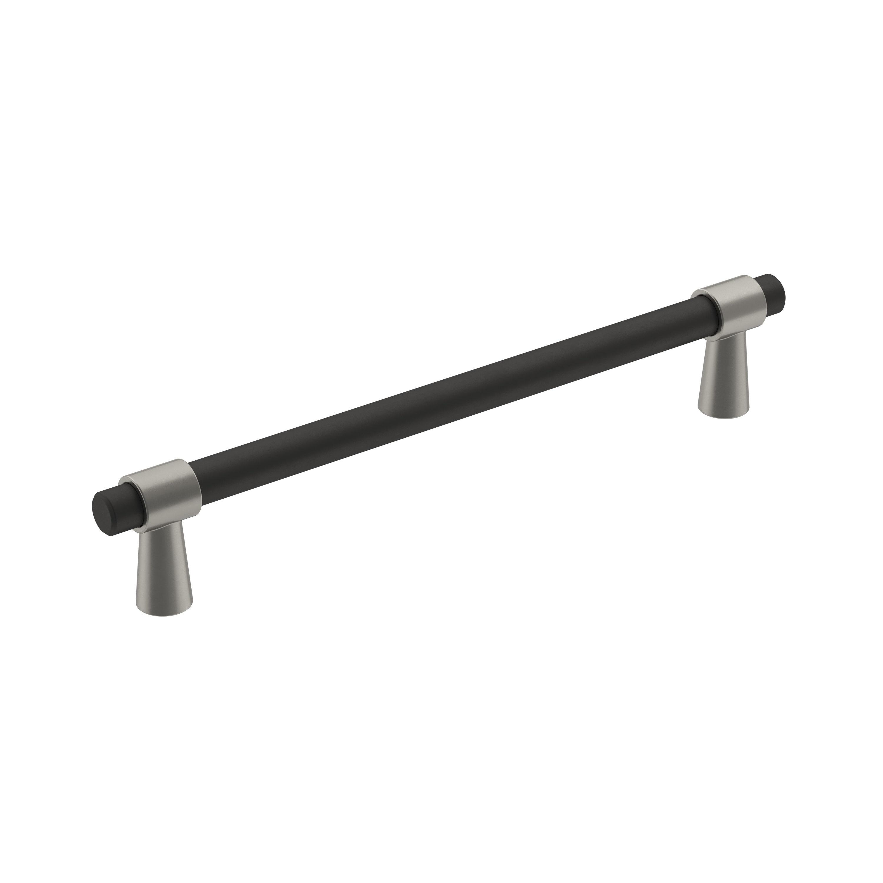 Amerock Mergence 6-5/16 inch (160mm) Center-to-Center Matte Black/Satin Nickel Cabinet Pull