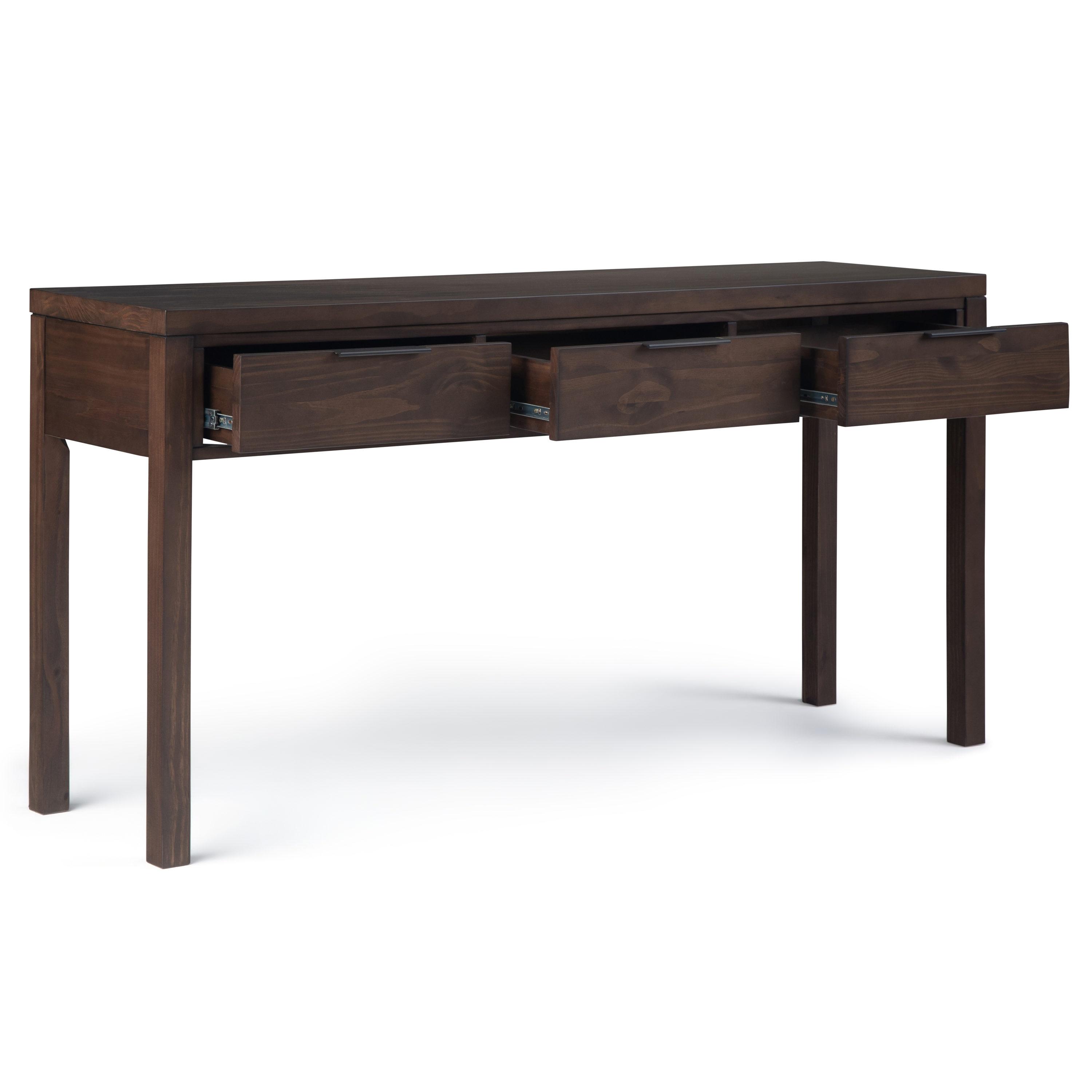 Simpli Home Hollander Console Table in Walnut Brown