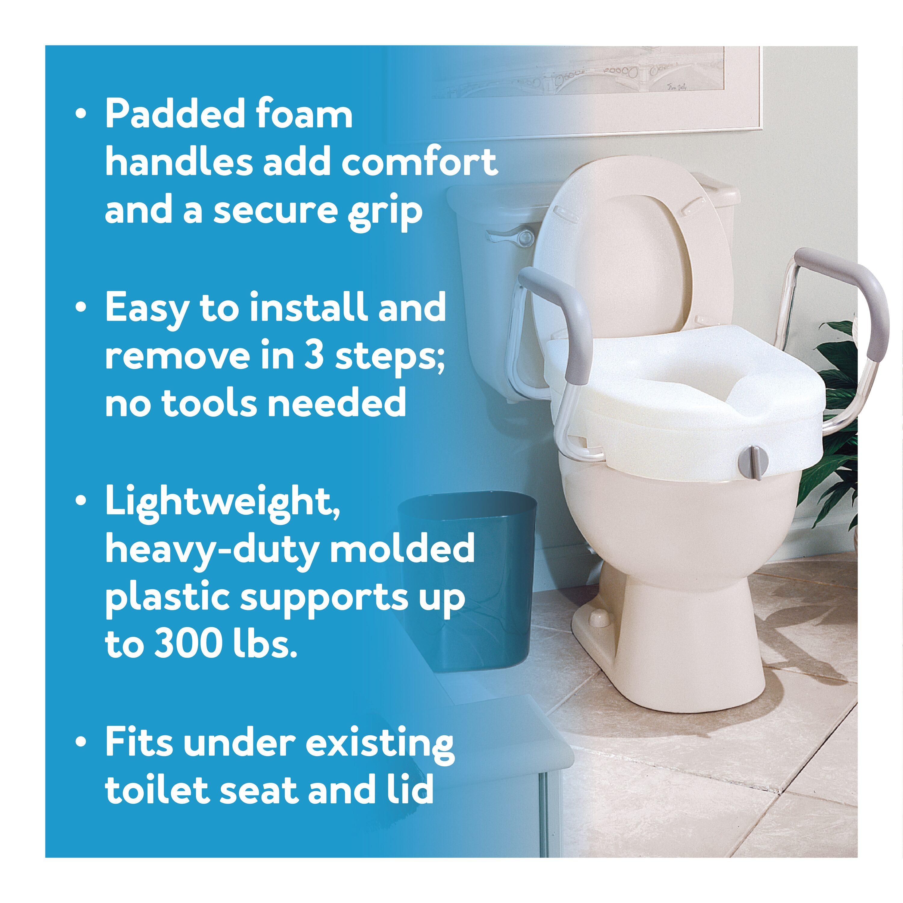 Carex E-Z Lock Raised with Armrests Toilet Seat - White