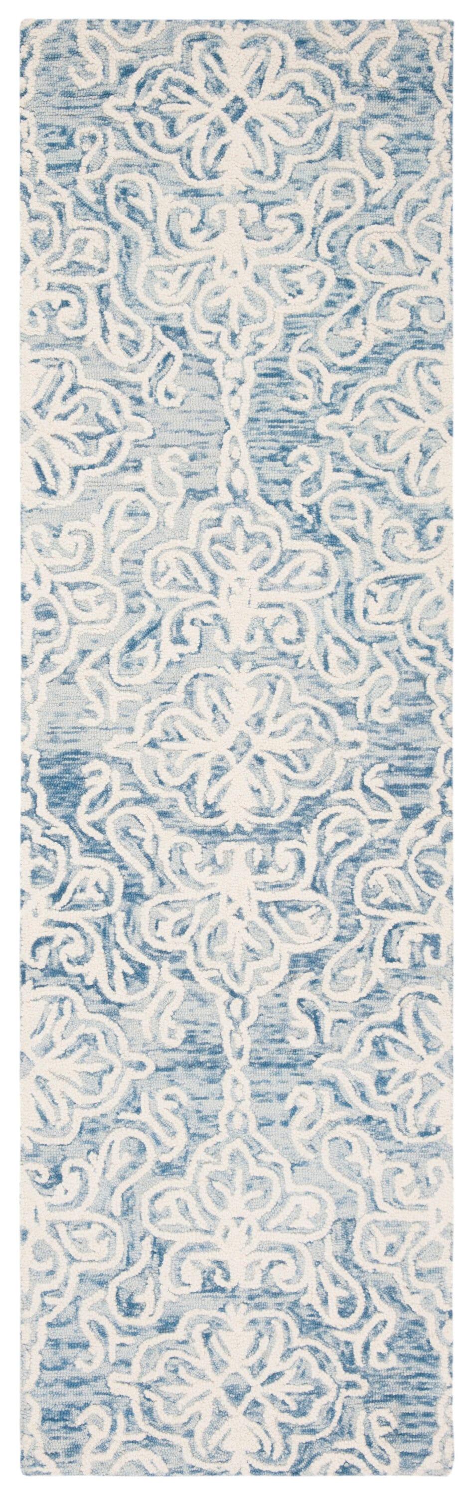 Blossom BLM112 Hand Tufted Indoor Runner Rug - Blue/Ivory - 2'3"x10' - Safavieh