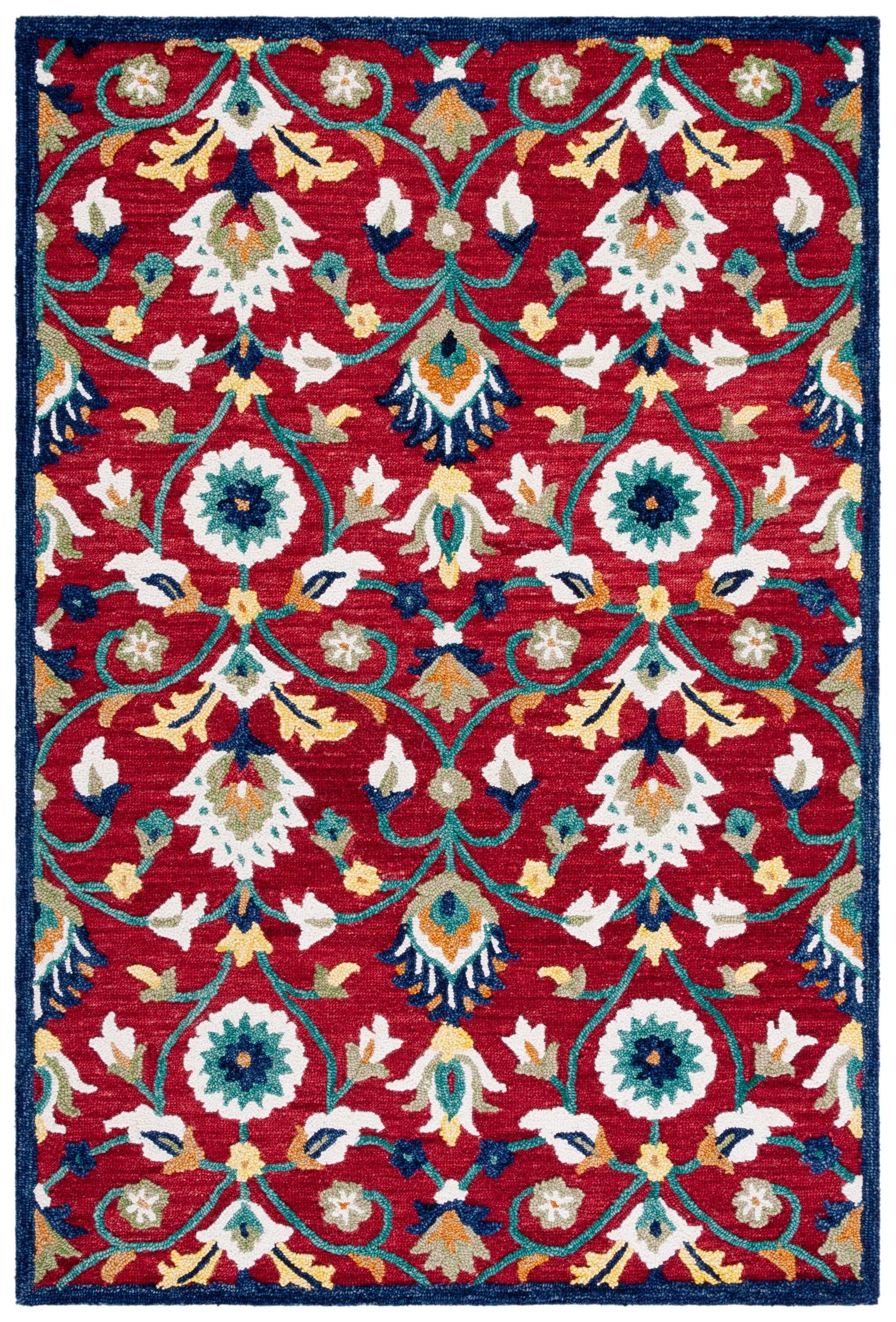 Blossom BLM562 Hand Tufted Area Rug - Red/Ivory - 8'x10' - Safavieh.