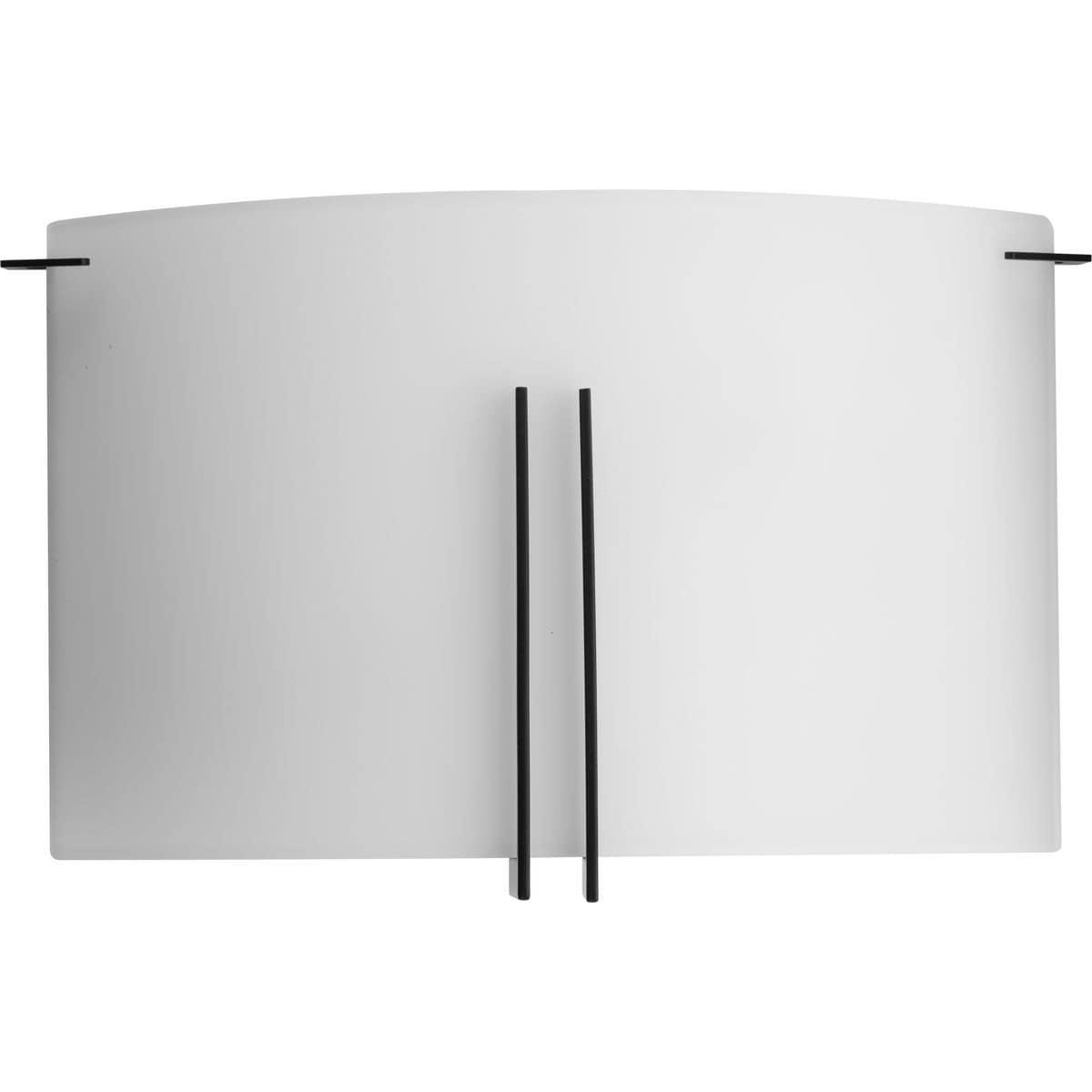 Progress Lighting, Modern Glass, 2-Light Wall Sconce, Matte Black, Etched Glass, Steel.